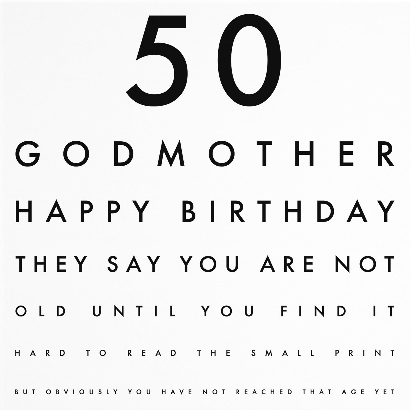 50th Godmother Funny Eye Sight Birthday Card Letters - Default Title (B09Q7LCVFV)