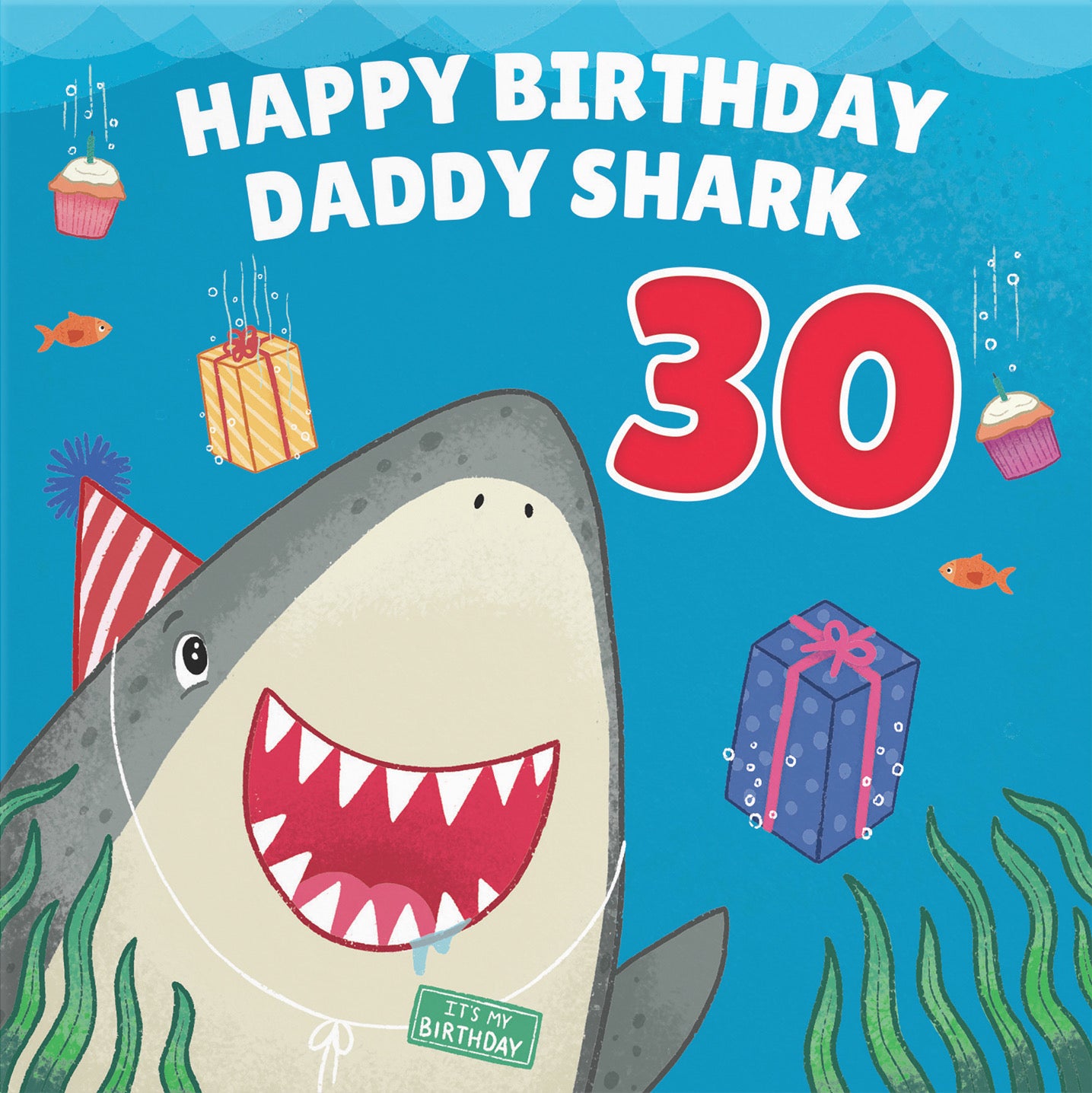 30th Daddy Cute Shark Birthday Card Ocean - Default Title (B09W2XK129)