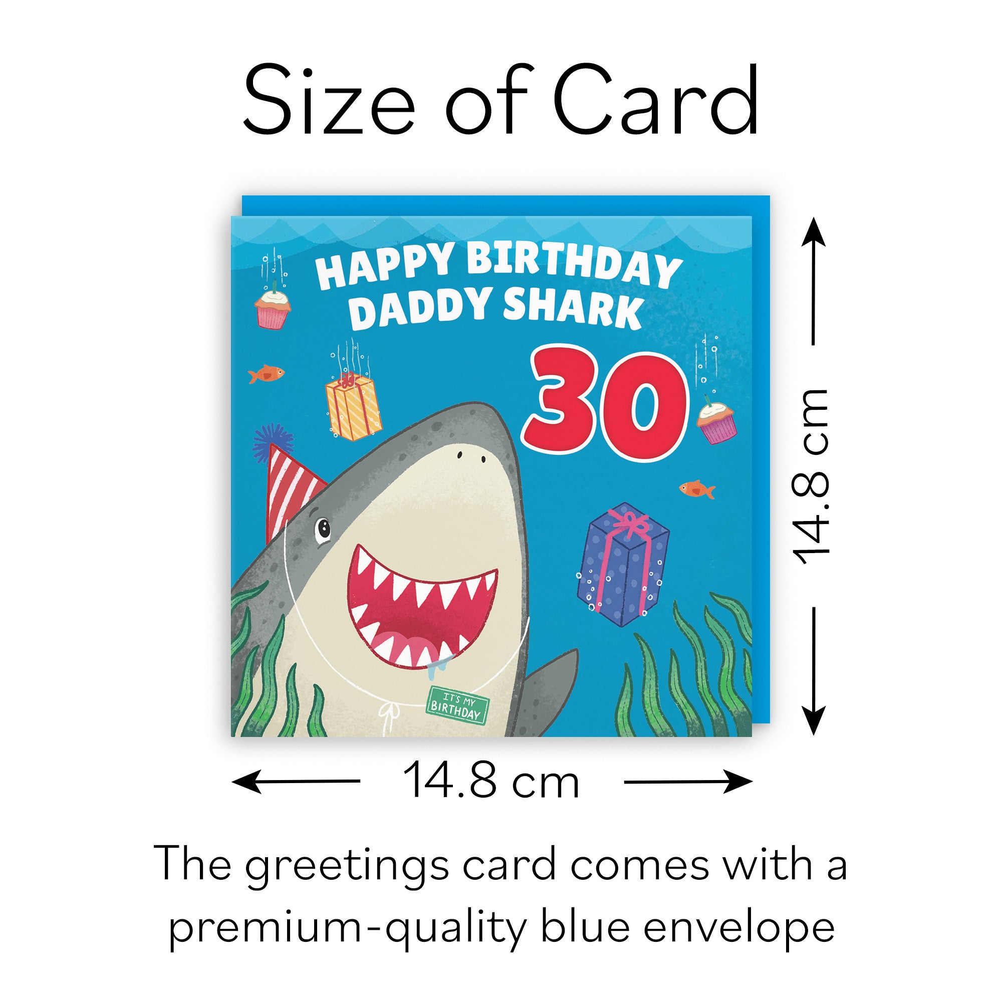 30th Daddy Cute Shark Birthday Card Ocean - Default Title (B09W2XK129)