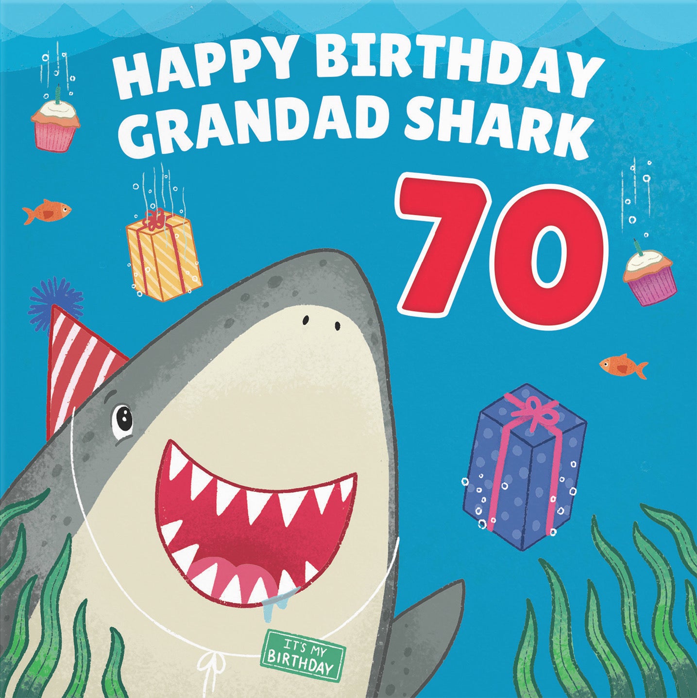 70th Grandad Cute Shark Birthday Card Ocean - Default Title (B09W2XTVC2)