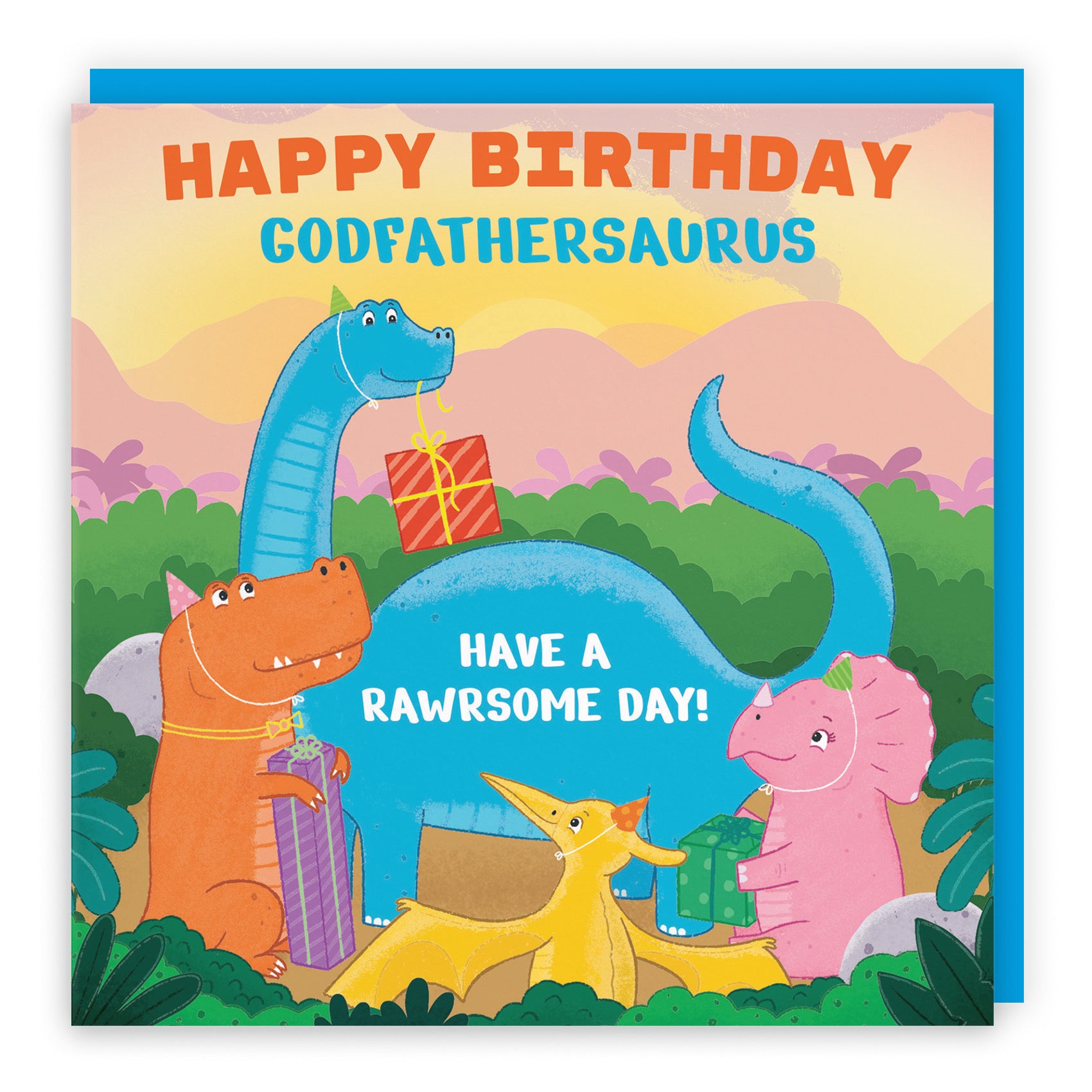 Godfather Birthday Dinosaur Party Children's Card Imagination - Default Title (B09ZVH3J7R)