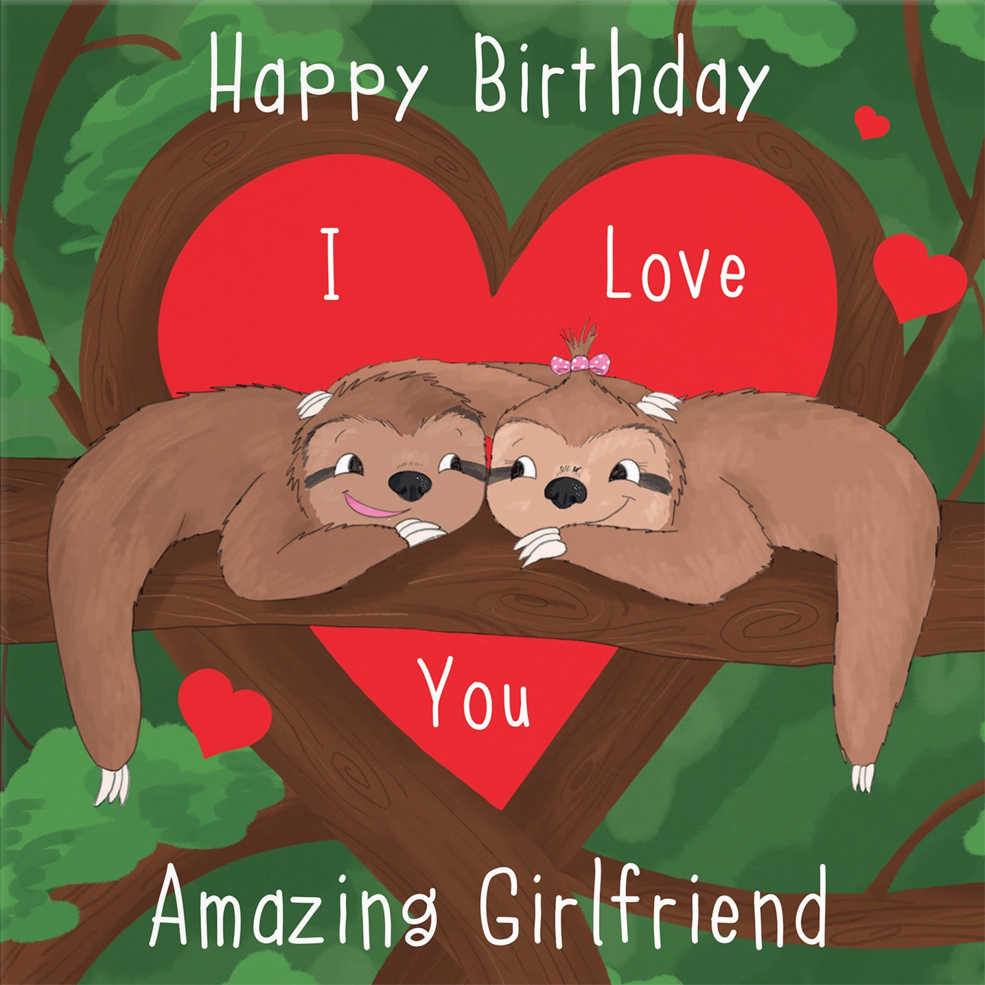 Girlfriend Sloth Birthday Card Cute Animals - Default Title (B0B46ML3WJ)