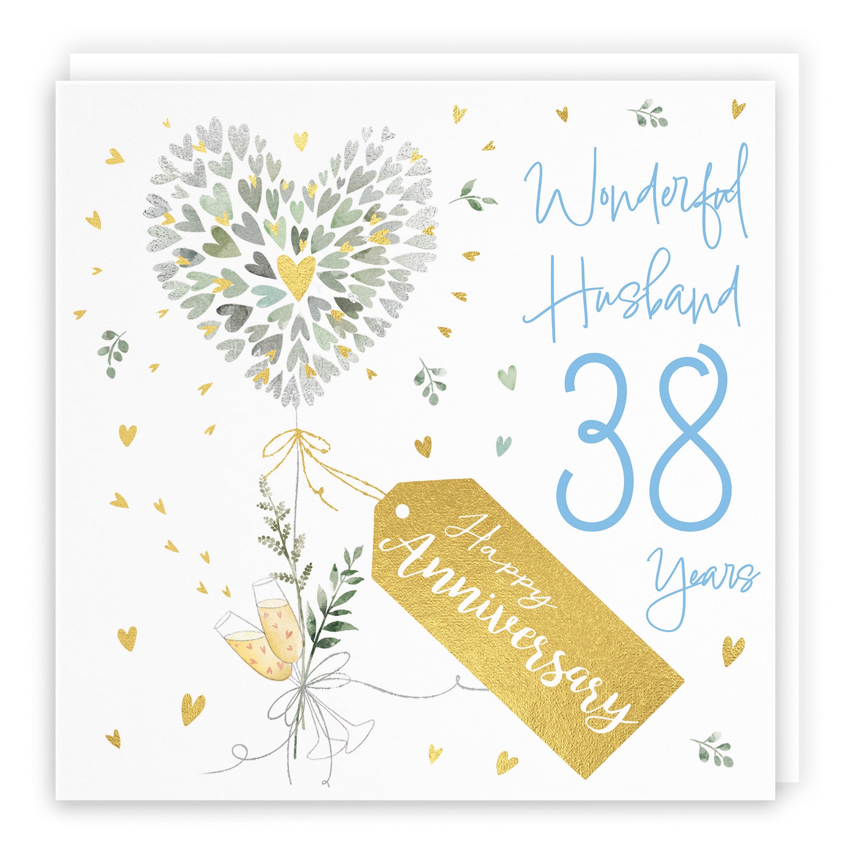 Husband 38th Anniversary Card Contemporary Hearts Milo's Gallery - Default Title (B0CKJ445WJ)