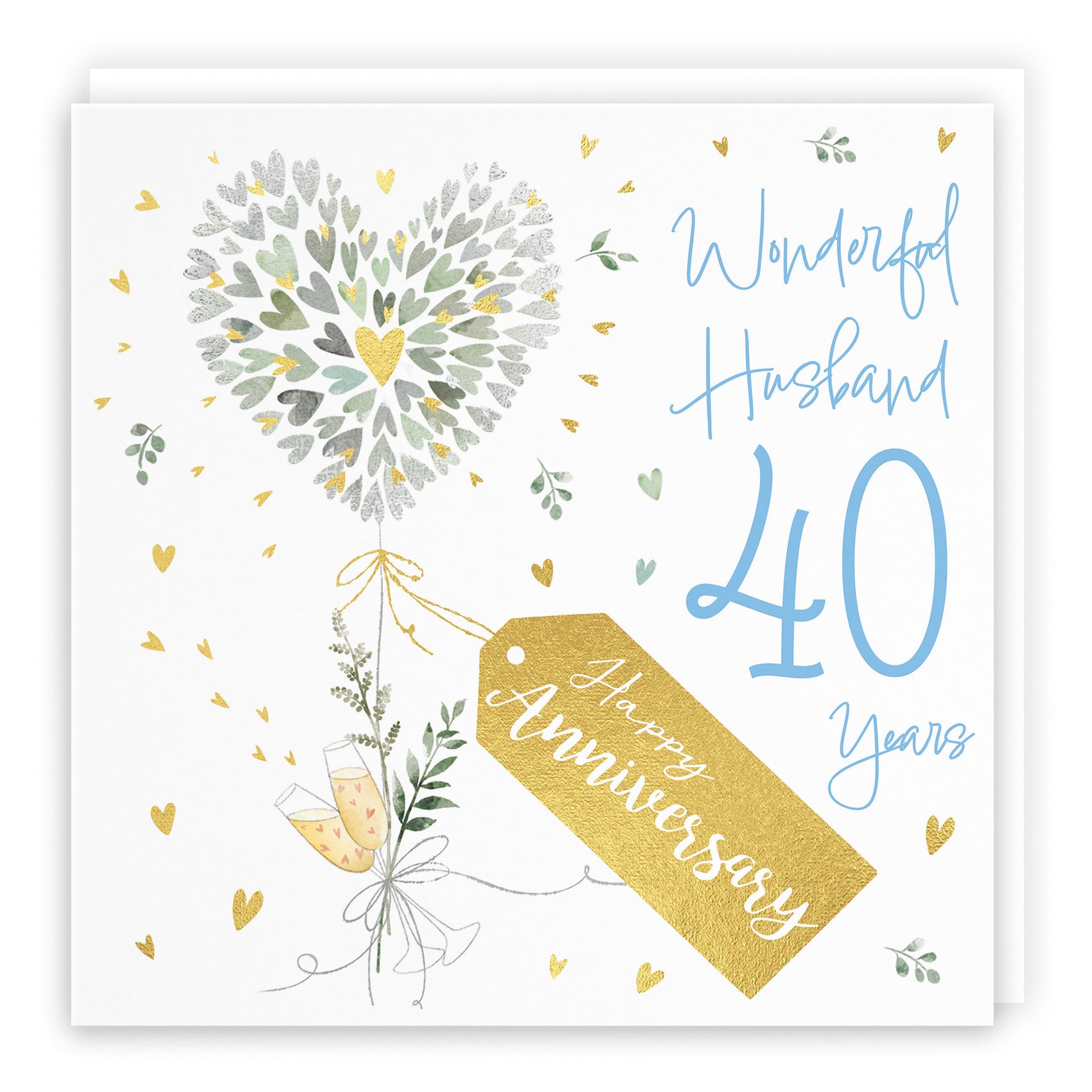 Husband 40th Anniversary Card Contemporary Hearts Milo's Gallery - Default Title (B0CKJ5BCQ3)