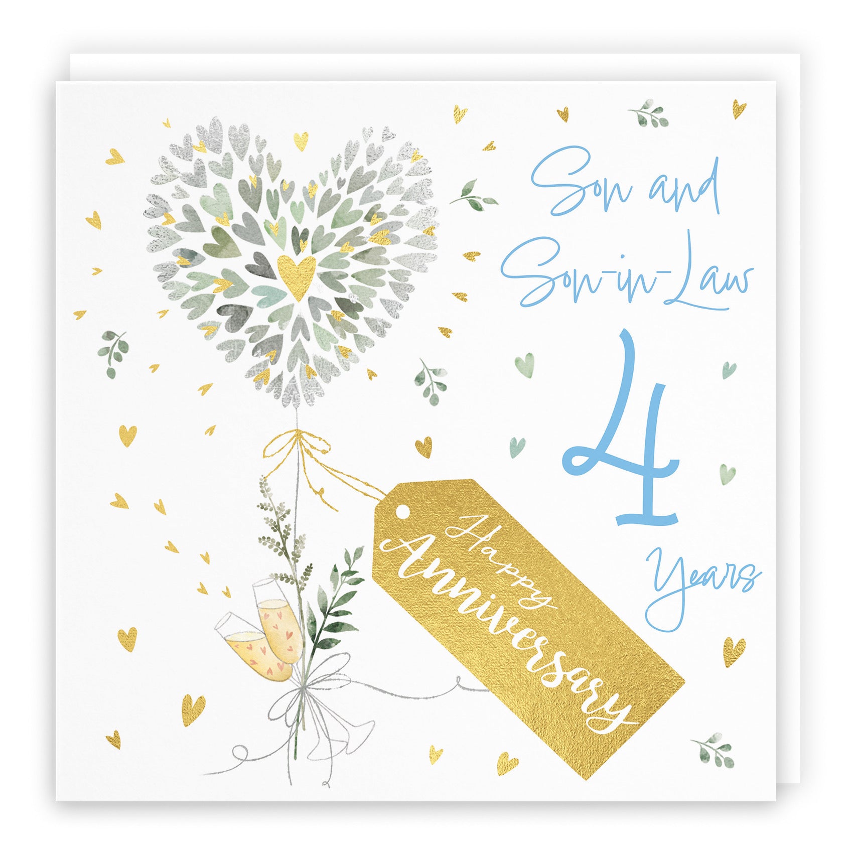Son And Son-in-Law 4th Anniversary Card Contemporary Hearts Milo's Gallery - Default Title (B0CKJ5MJNM)