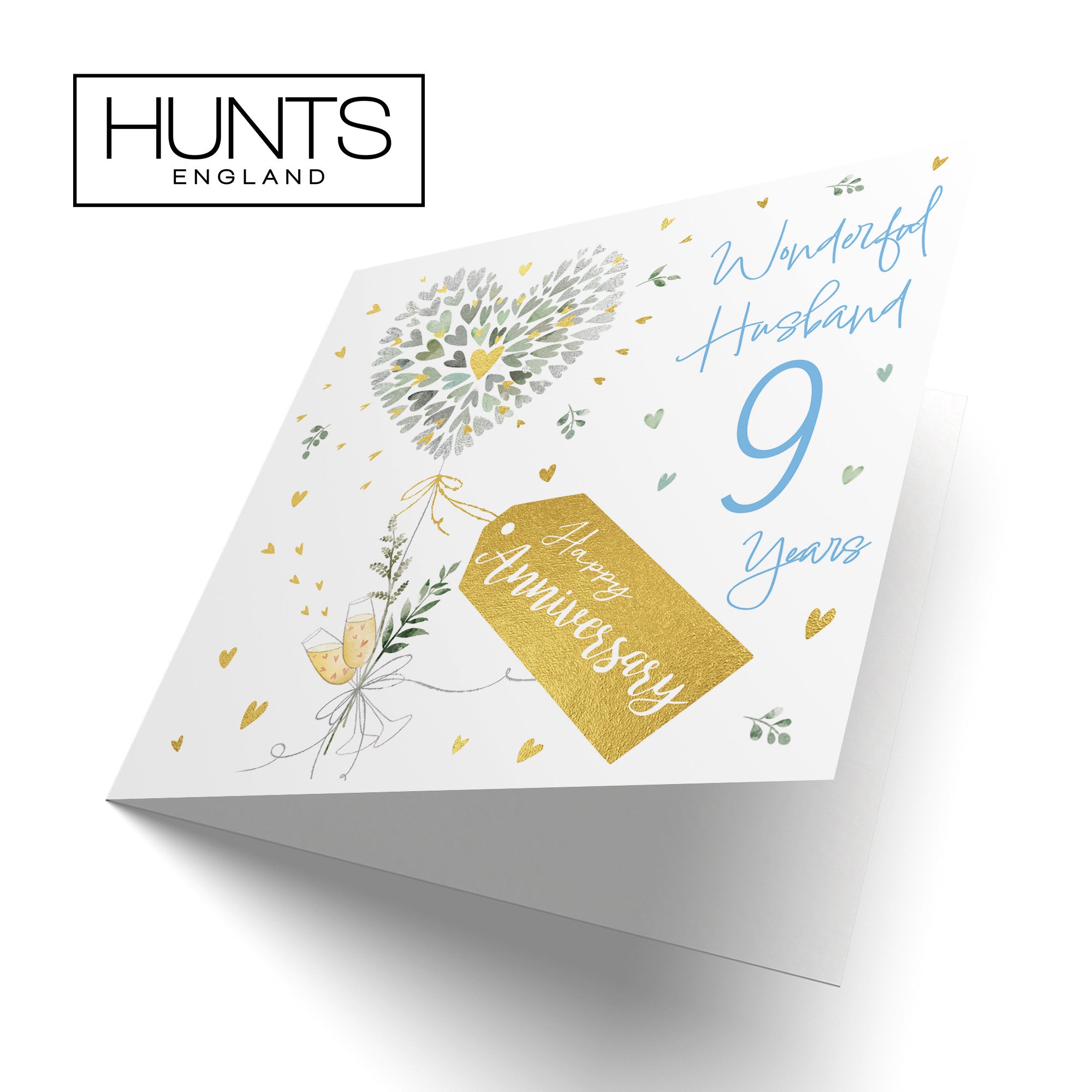 Husband 9th Anniversary Card Contemporary Hearts Milo's Gallery - Default Title (B0CKJ6QWD1)