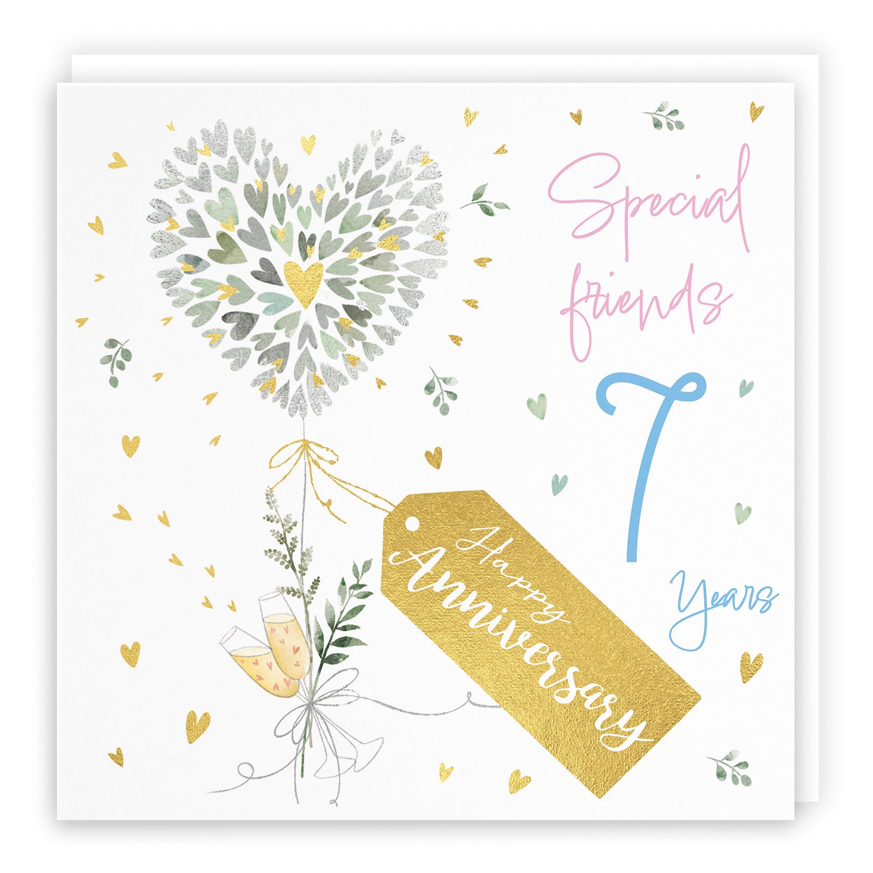 Special Friends 7th Anniversary Card Contemporary Hearts Milo's Gallery - Default Title (B0CKJ78SDK)