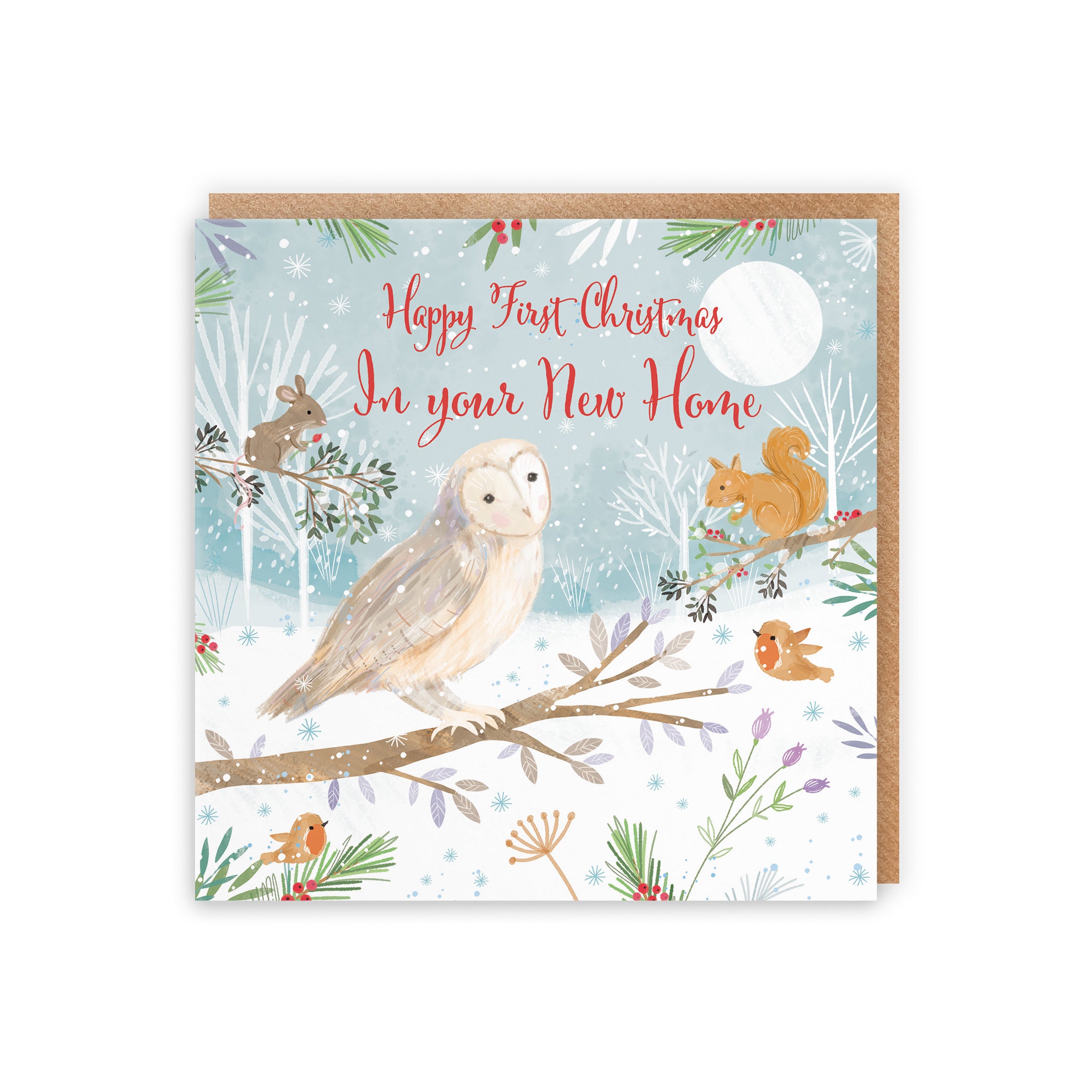 1st Christmas In New Home Cute Owl Card Nature's Treasures - Default Title (B0CMJ6R15L)
