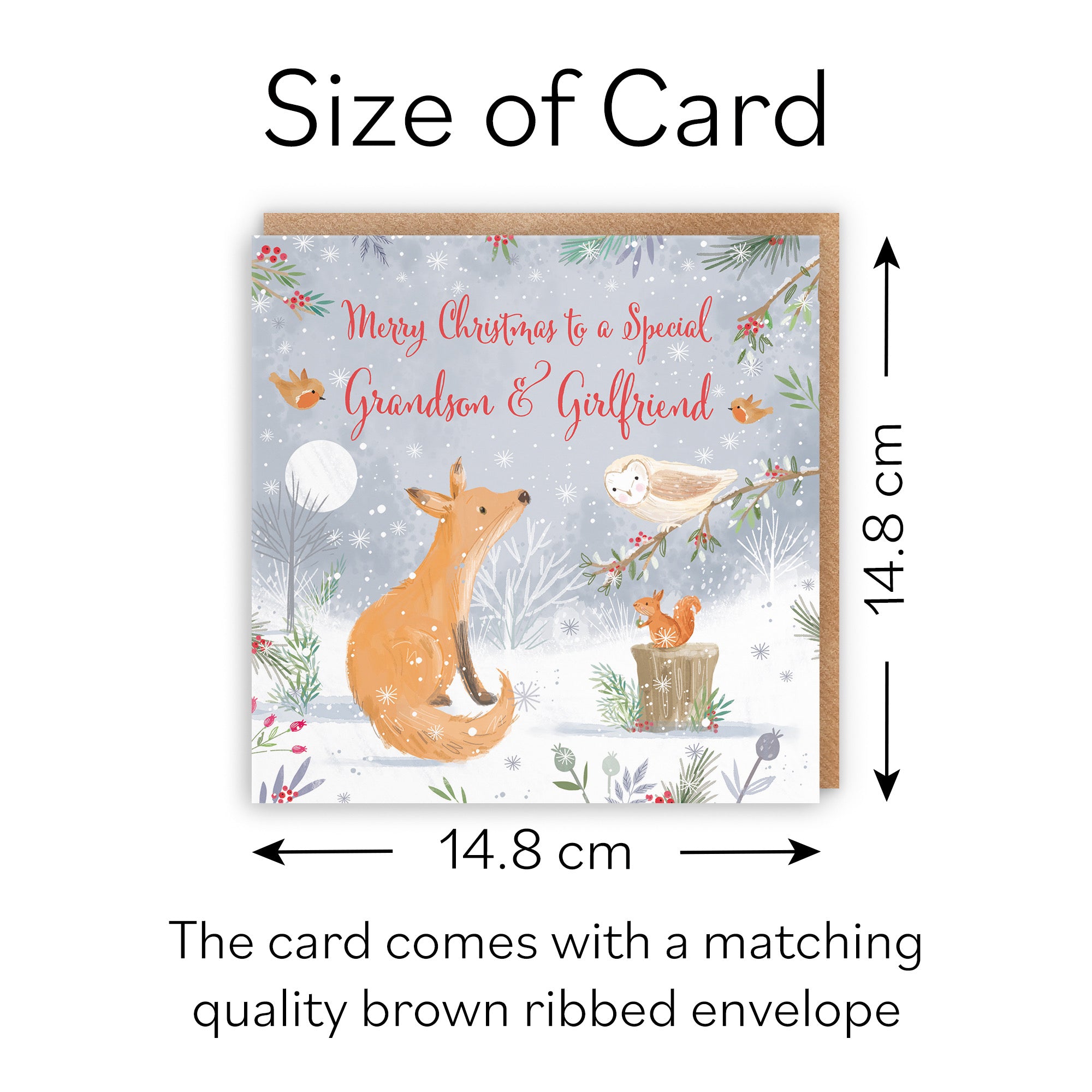 Grandson And Girlfriend Cute Fox Christmas Card Nature's Treasures - Default Title (B0CMJ97L3Q)