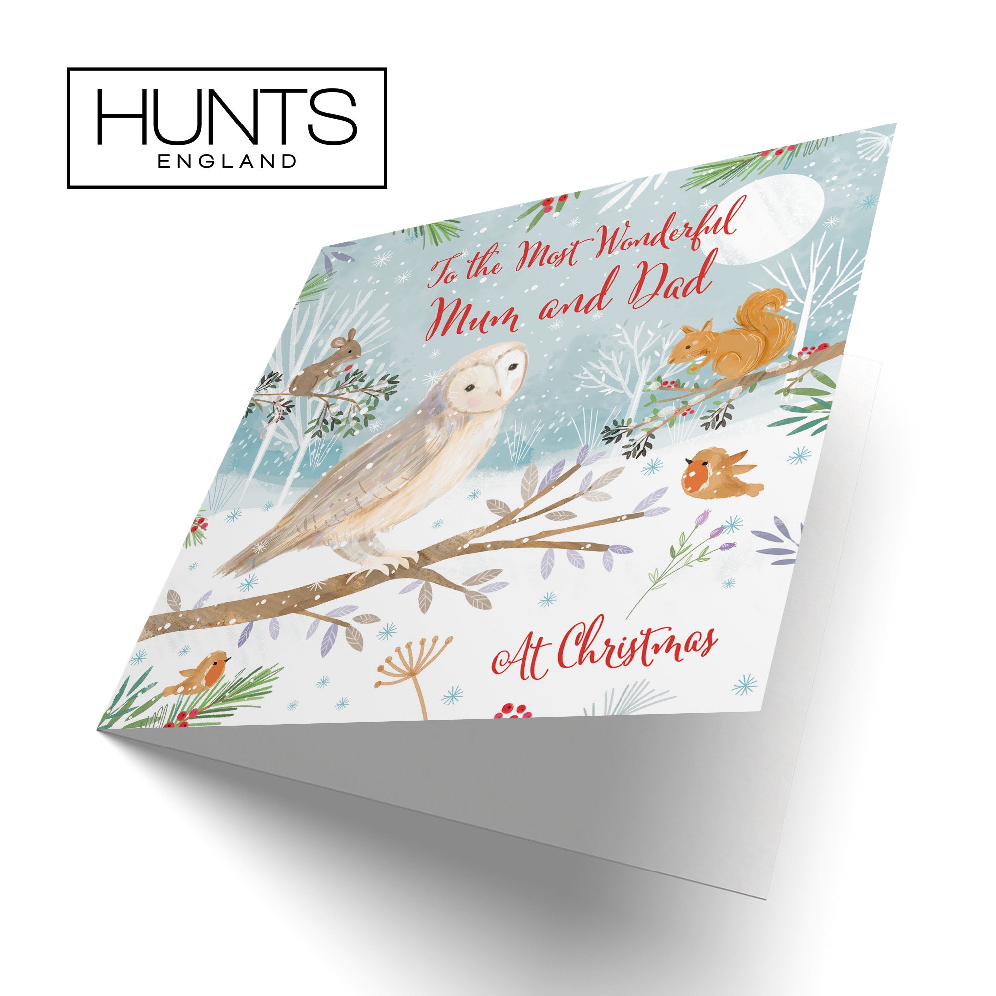 Mum And Dad Cute Owl Christmas Card Nature's Treasures - Default Title (B0CMJB441G)