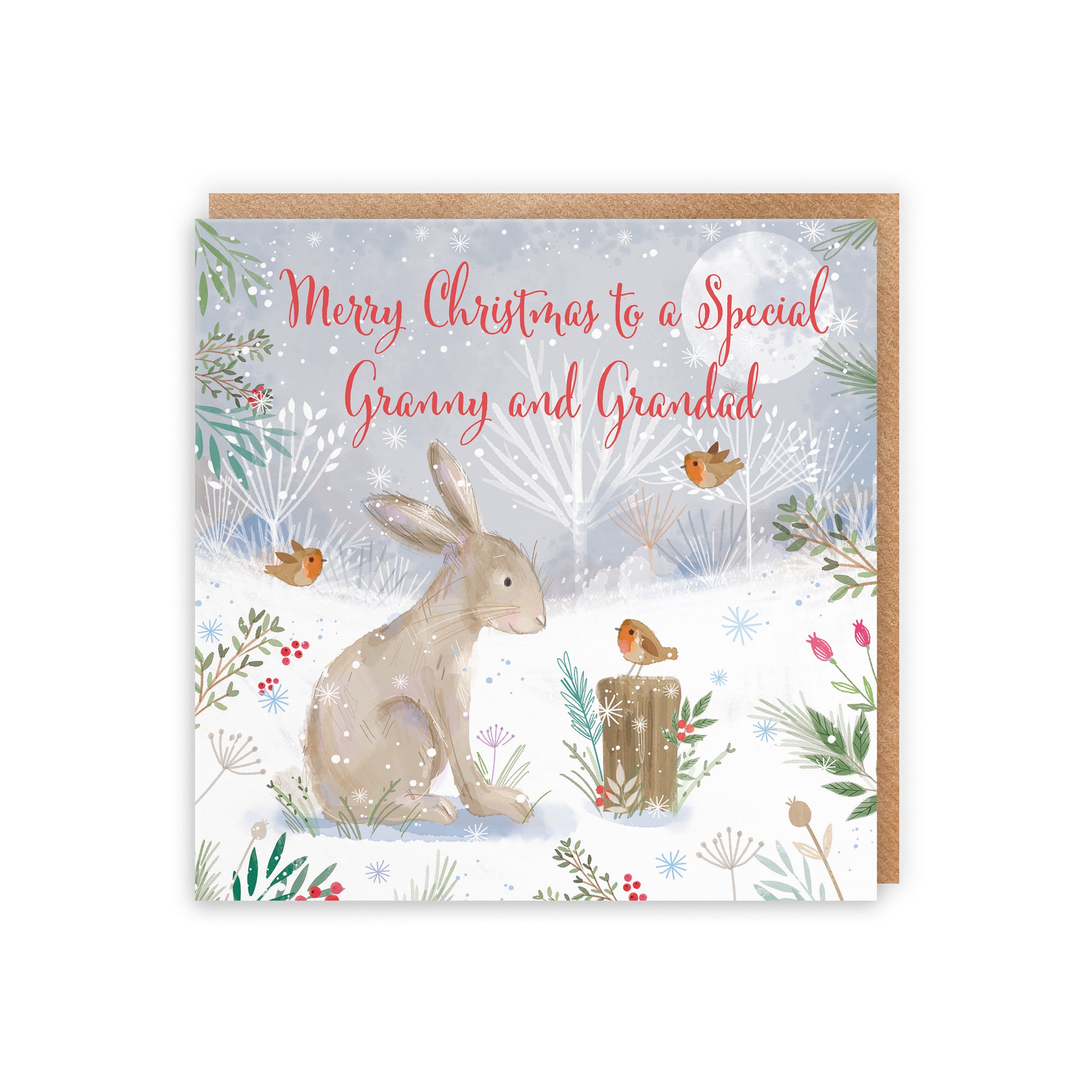 Granny And Grandad Cute Hare Christmas Card Nature's Treasures - Default Title (B0CMJC3VLD)