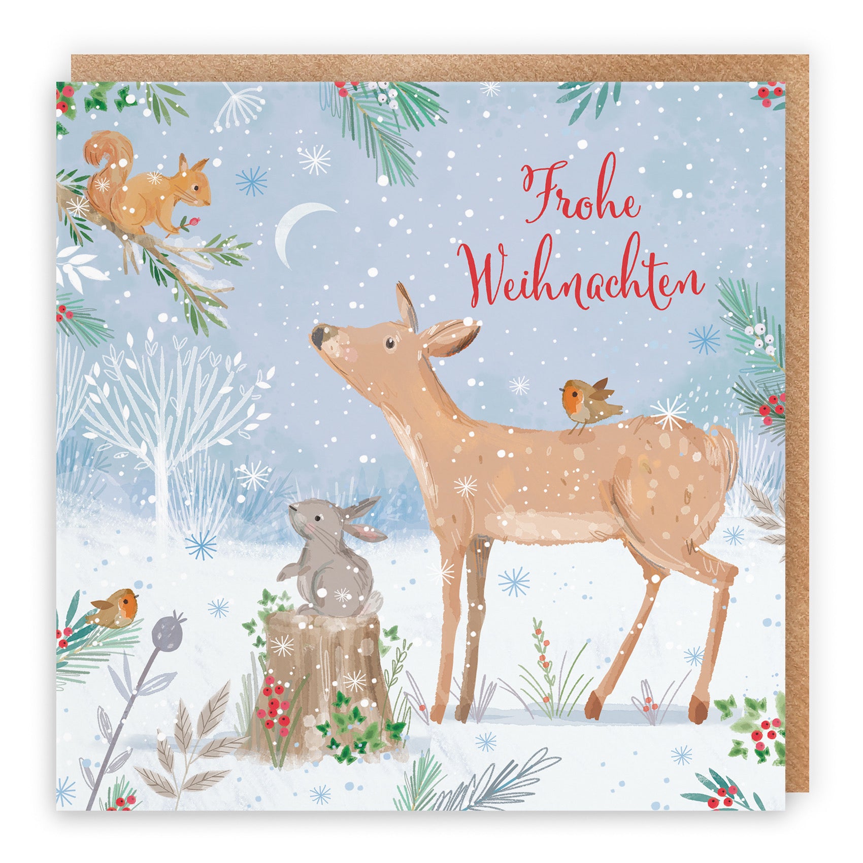 Cute Deer German Christmas Card Nature's Treasures - Default Title (B0CMJF4SG7)