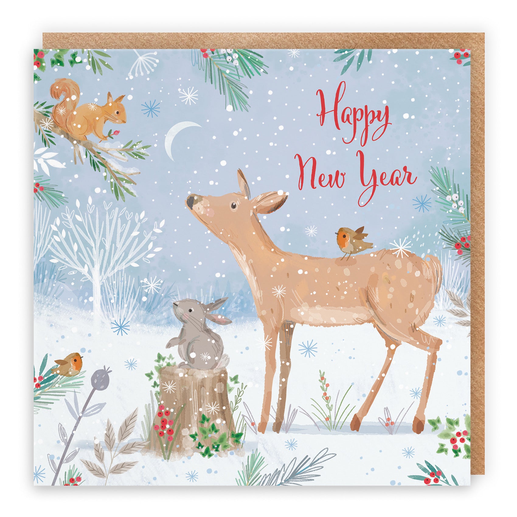 Happy New Year Cute Deer Card Nature's Treasures - Default Title (B0CMJFW5BK)