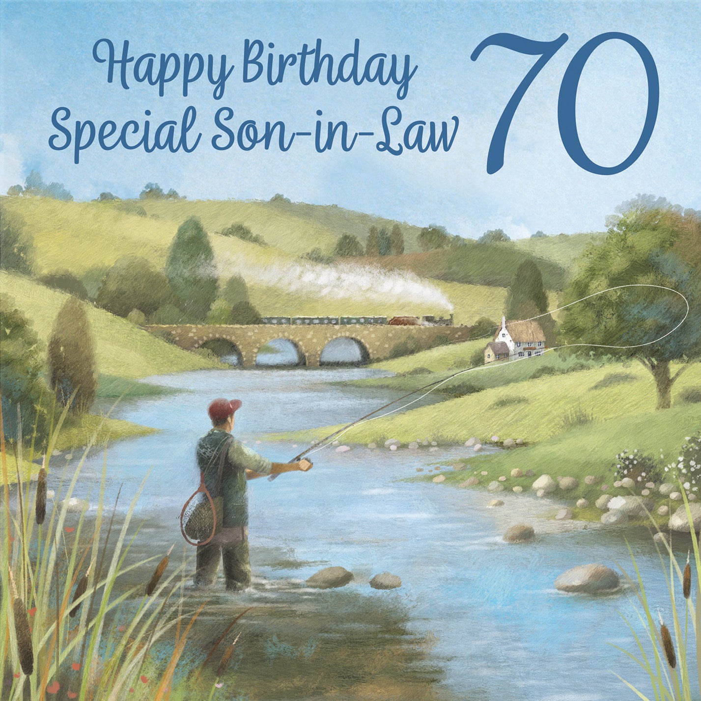 70th Son In Law Fly Fishing Birthday Card Milo's Gallery - Default Title (B0CQWRWPRW)