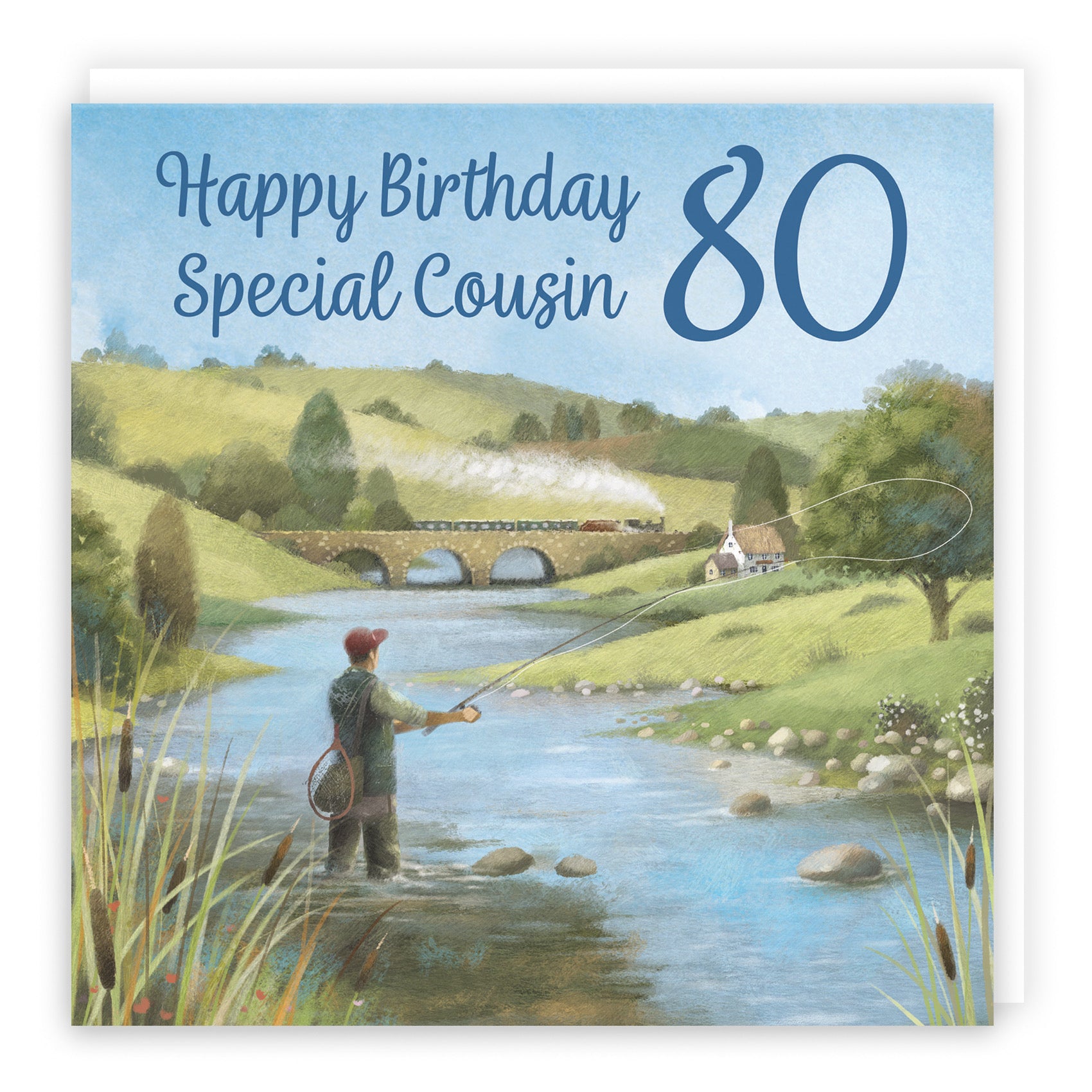 80th Cousin Fly Fishing Birthday Card Milo's Gallery - Default Title (B0CQWRXZPG)