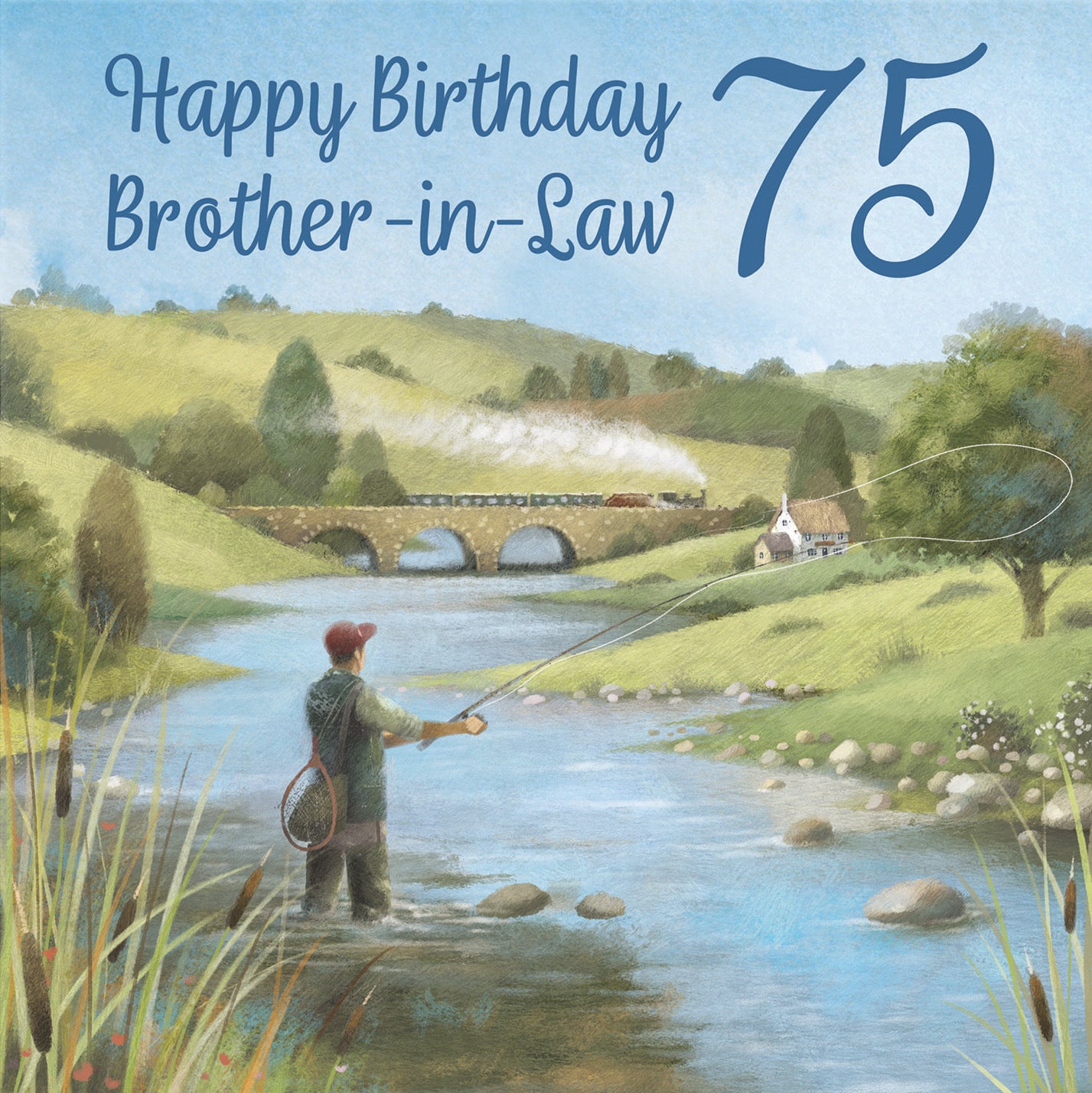 75th Brother In Law Fly Fishing Birthday Card Milo's Gallery - Default Title (B0CQWSRKZ6)
