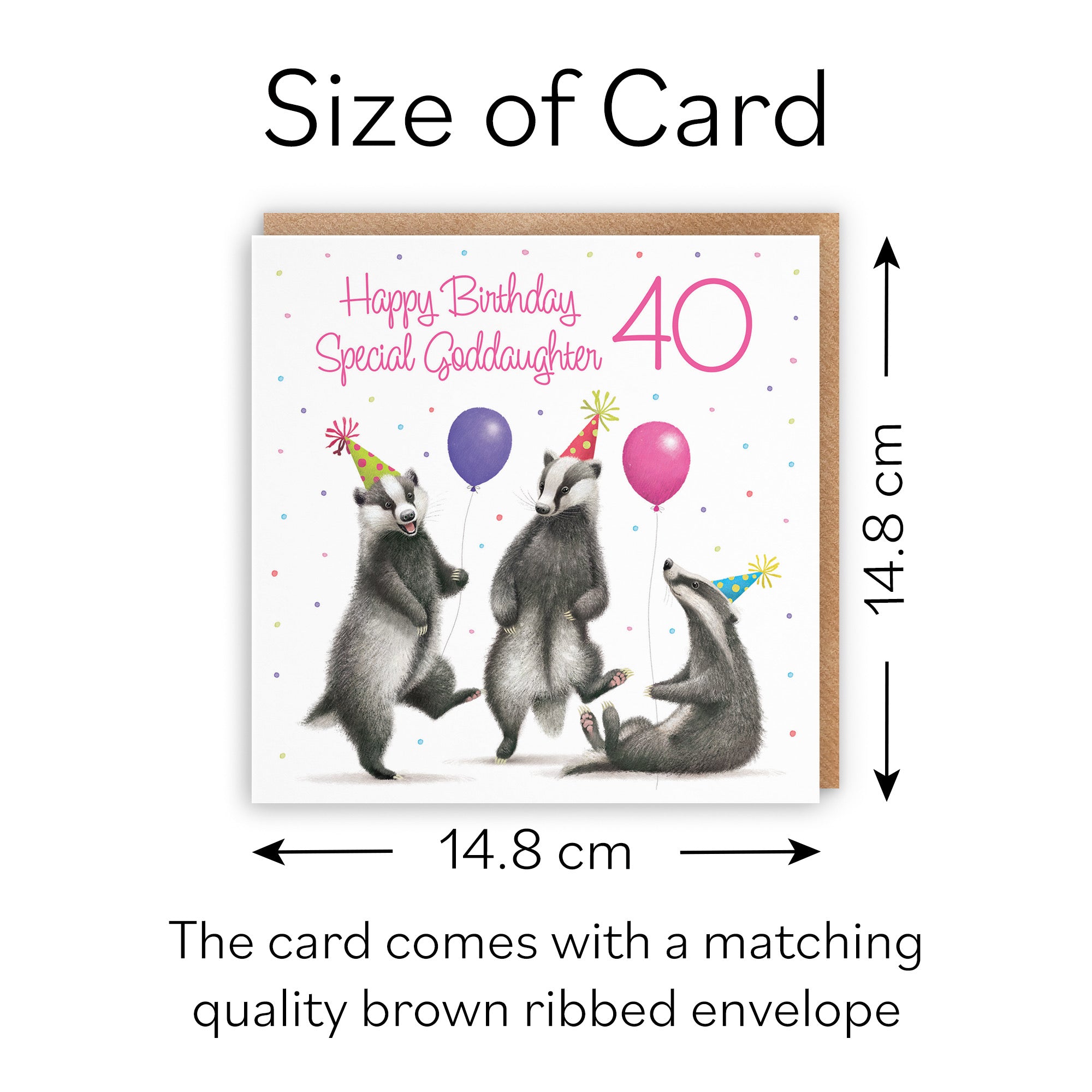 40th Goddaughter Badgers Birthday Card Milo's Gallery - Default Title (B0CRXSZ8PR)