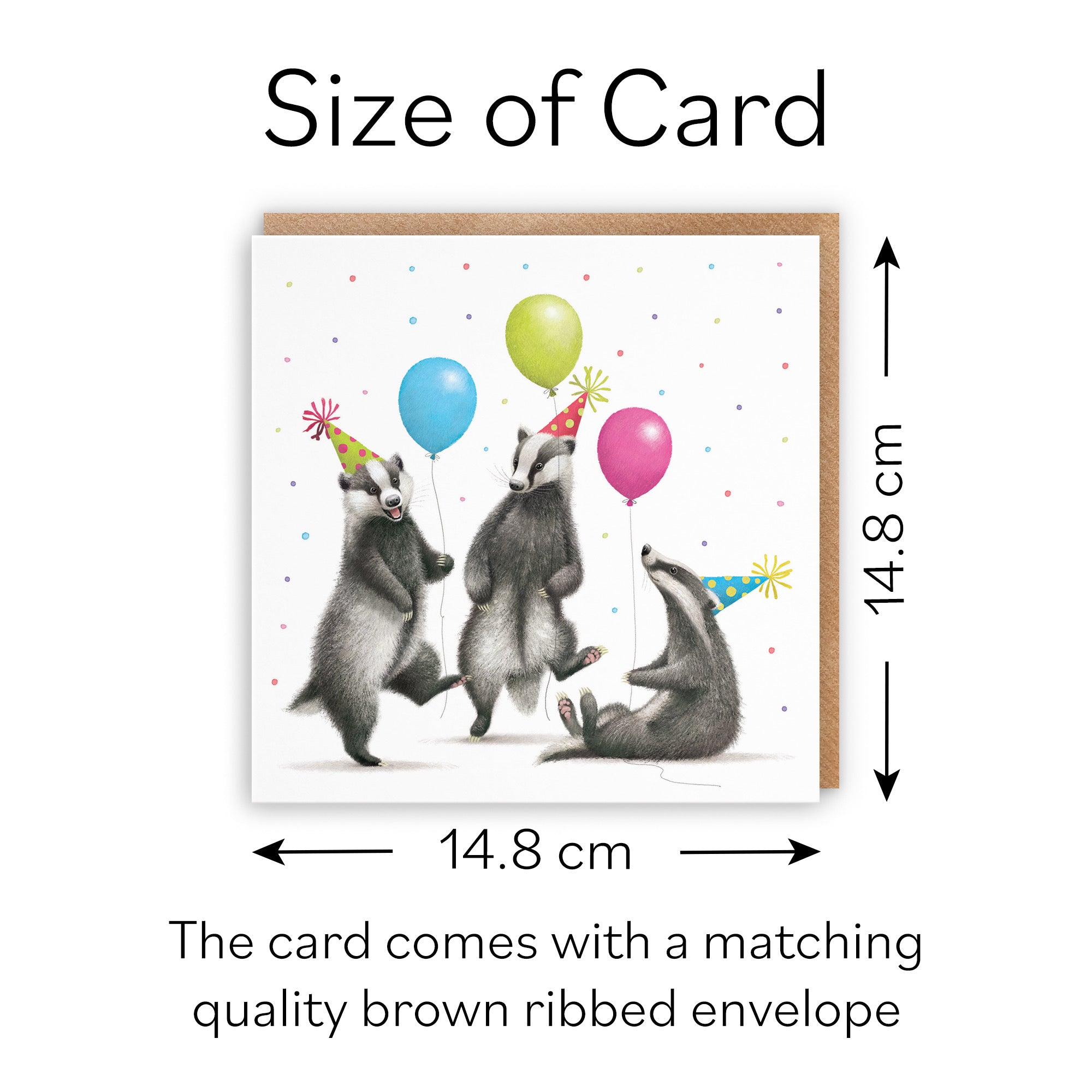 Badgers With Balloons Birthday Card Milo's Gallery - Default Title (B0CRXYGVY1)