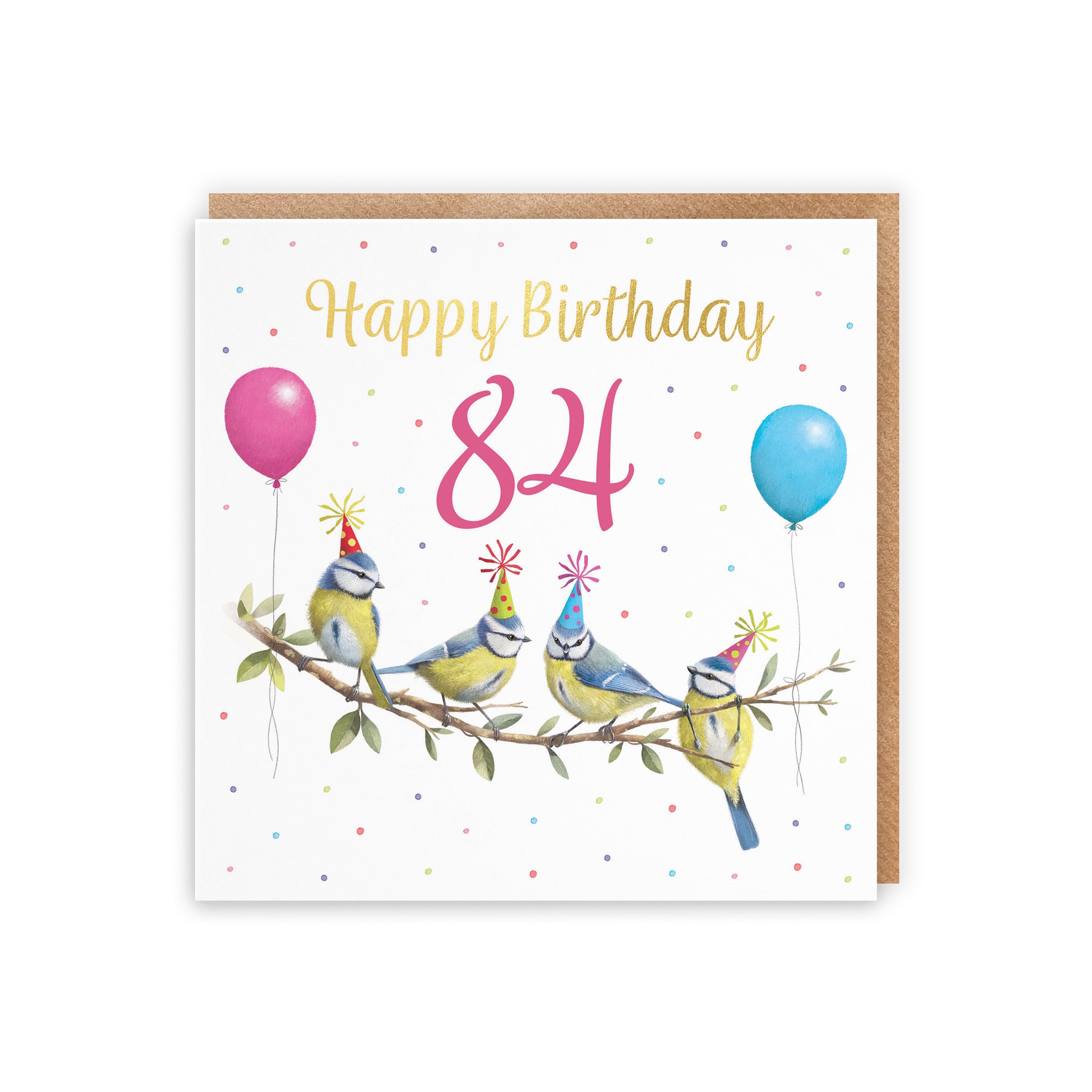 Blue Tits 84th Birthday Card Gold Foil Milo's Gallery - Default Title (B0CV9LTDV2)