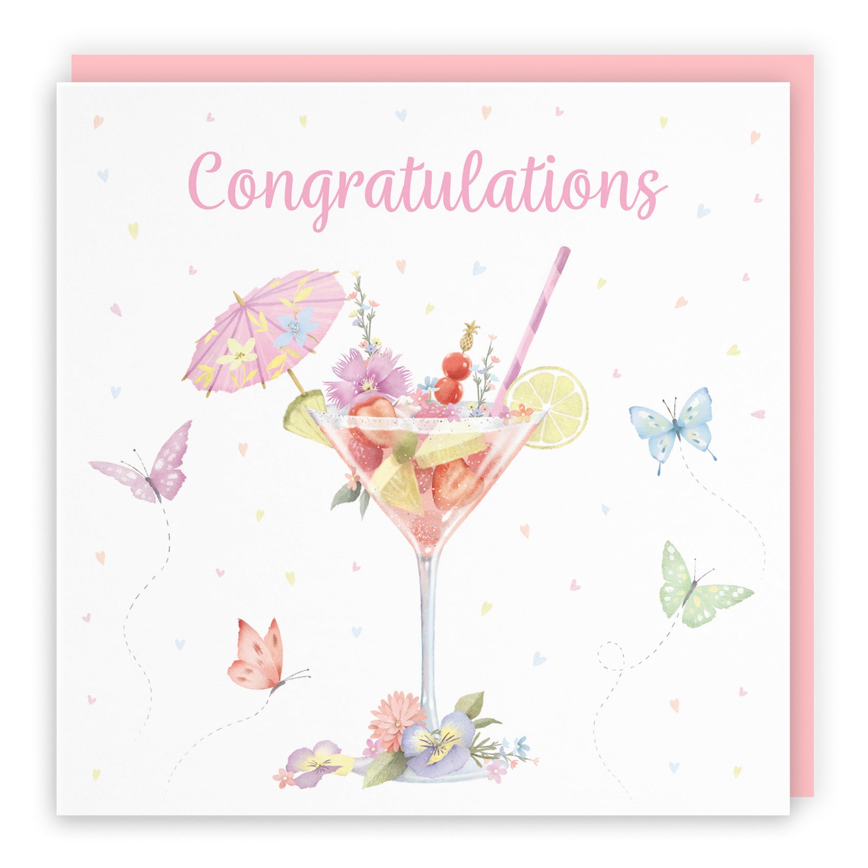 Pink Cocktail And Butterflies Congratulations Card Milo's Gallery - Default Title (B0CX226T4W)