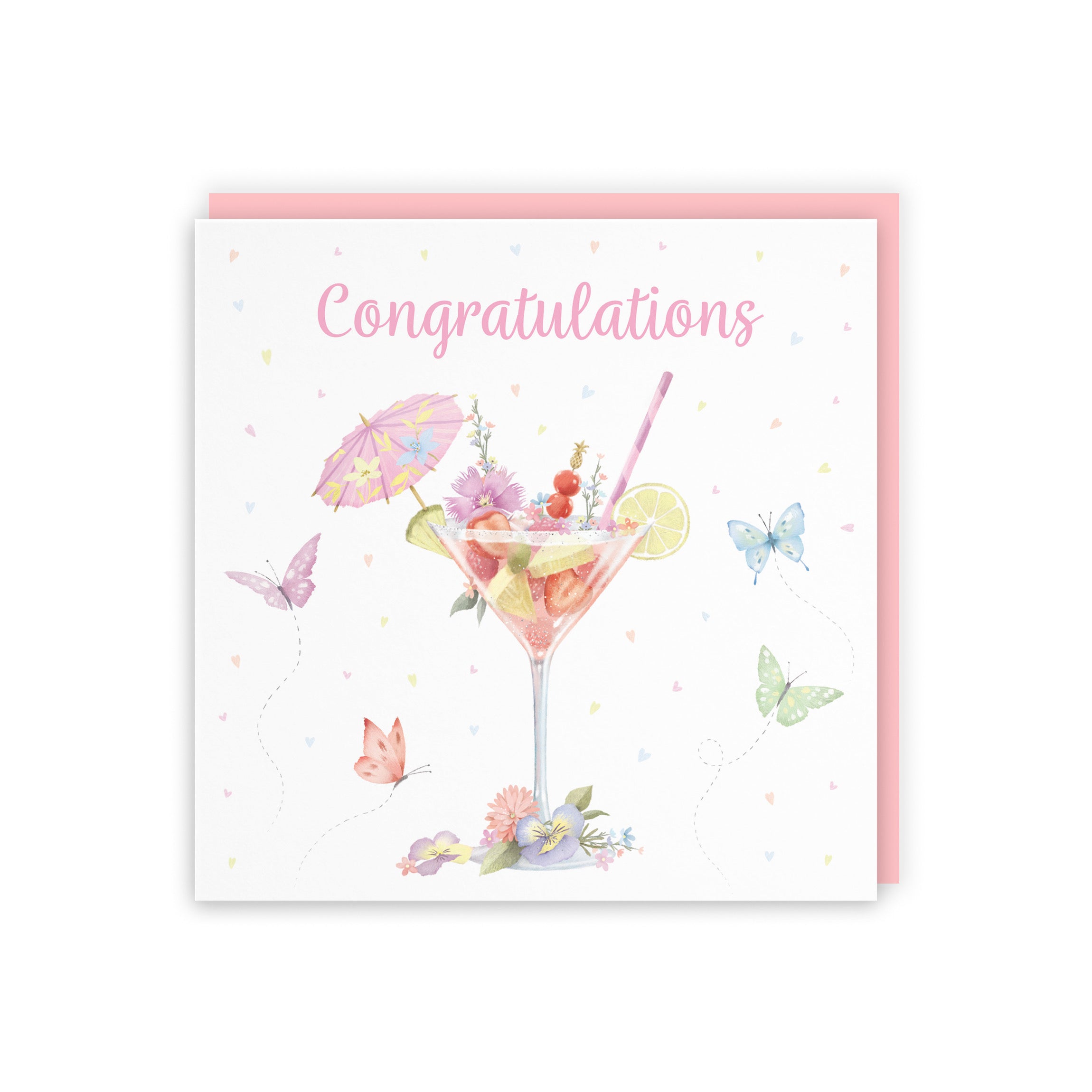 Pink Cocktail And Butterflies Congratulations Card Milo's Gallery - Default Title (B0CX226T4W)