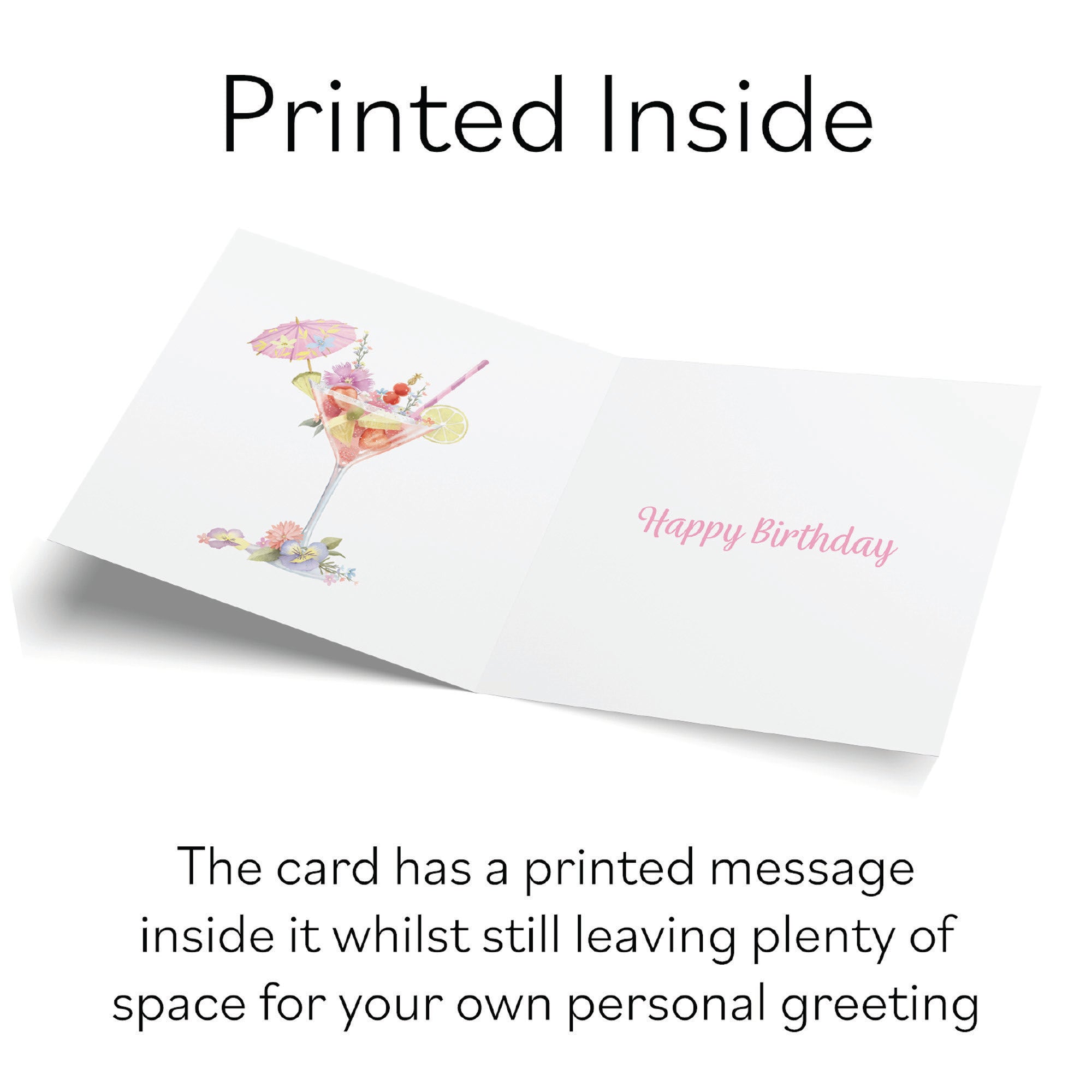 50th Nanny Pink Cocktail And Butterflies Birthday Card Gold Foil Milo's Gallery - Default Title (B0CX235B8X)