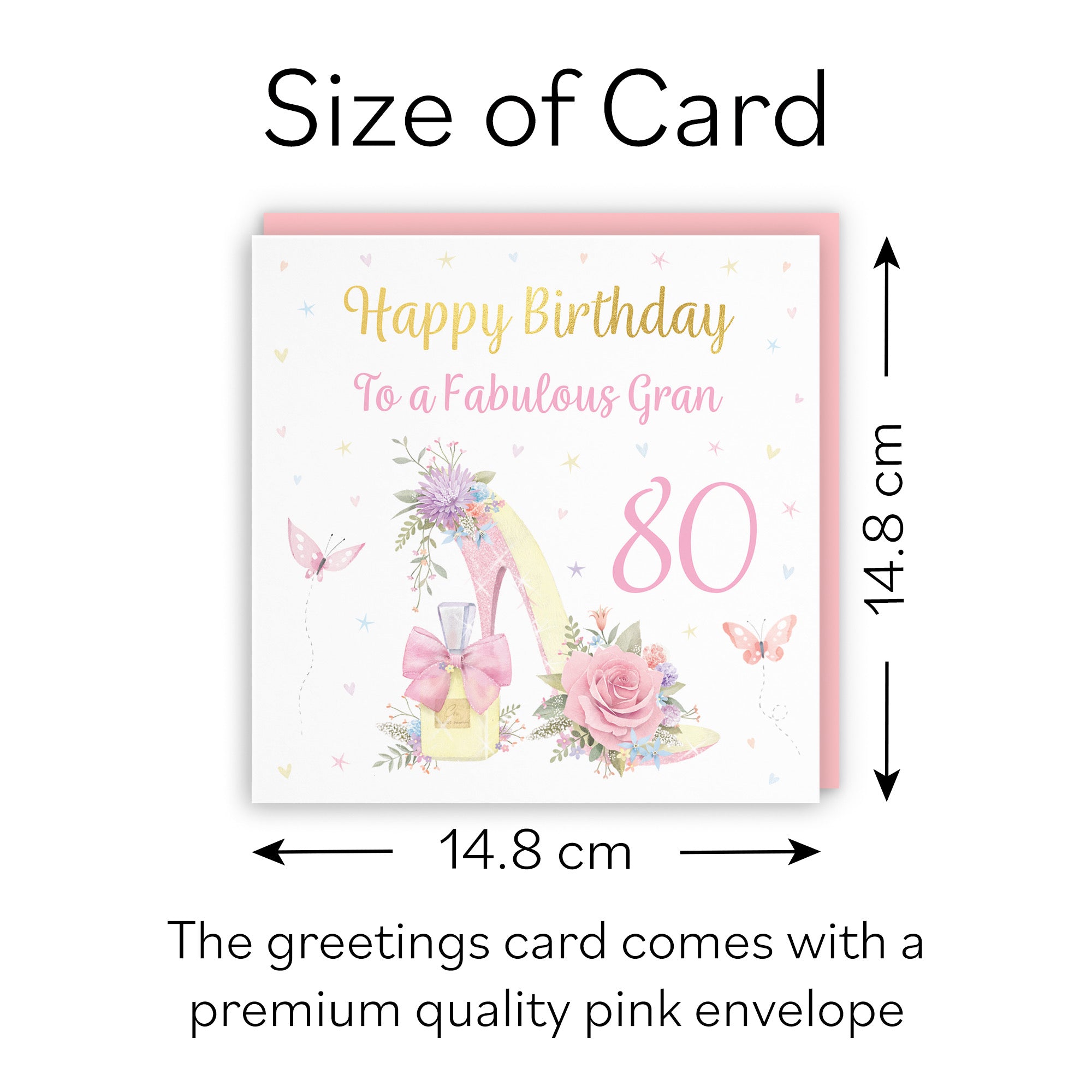 80th Gran High Heel And Perfume Birthday Card Gold Foil Milo's Gallery - Default Title (B0CX7N7NZM)