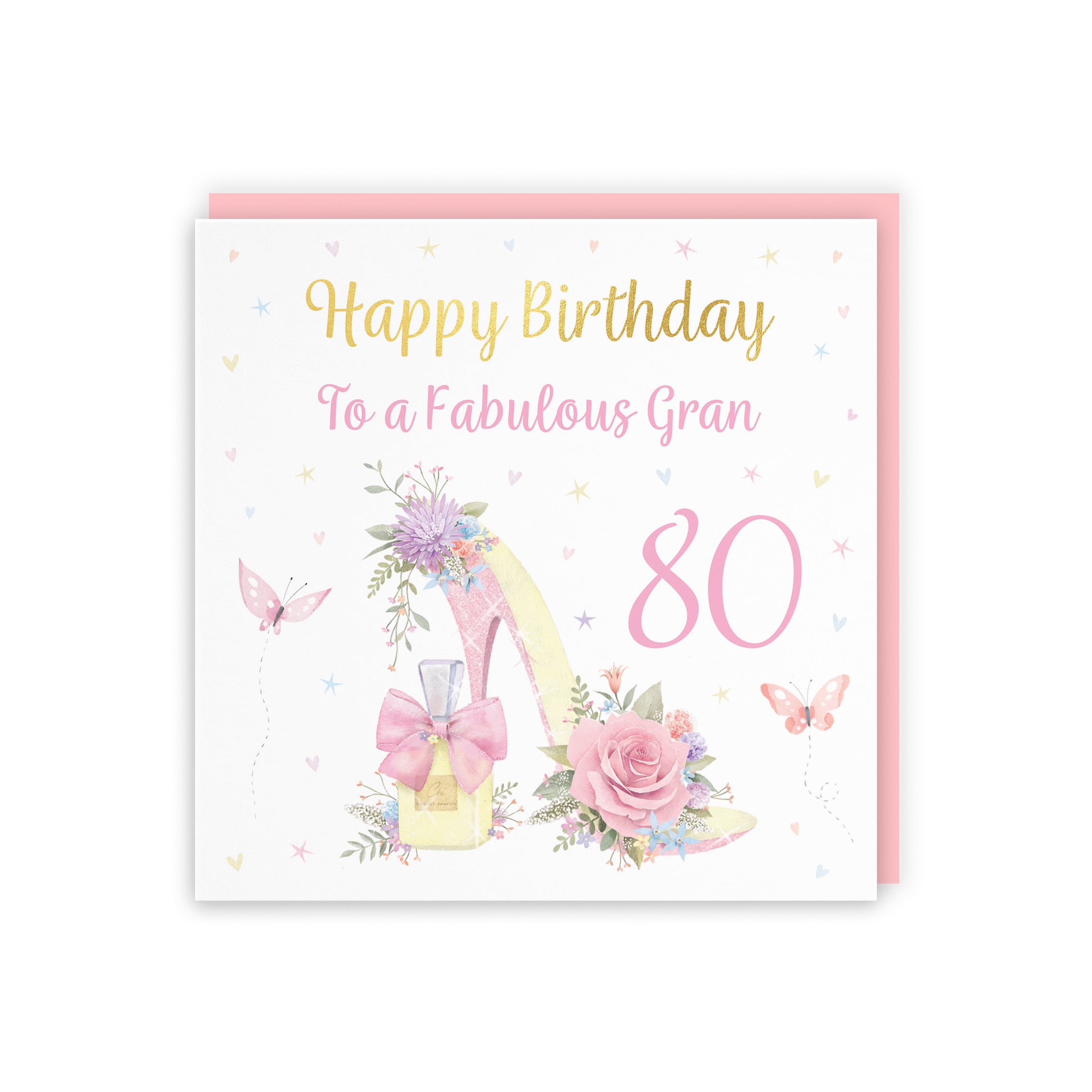 80th Gran High Heel And Perfume Birthday Card Gold Foil Milo's Gallery - Default Title (B0CX7N7NZM)