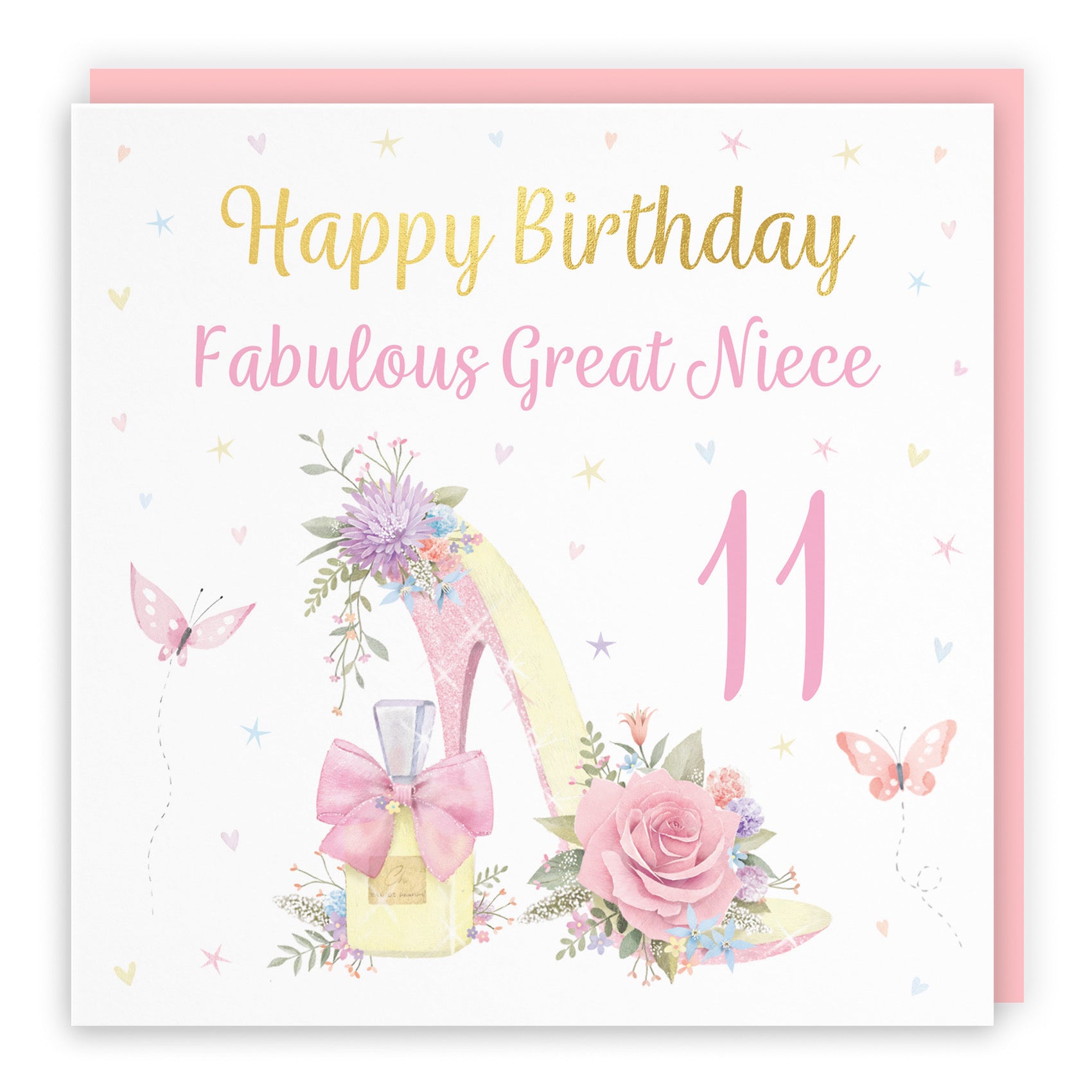 11th Great Niece High Heel And Perfume Birthday Card Gold Foil Milo's Gallery - Default Title (B0CX7W2RW1)