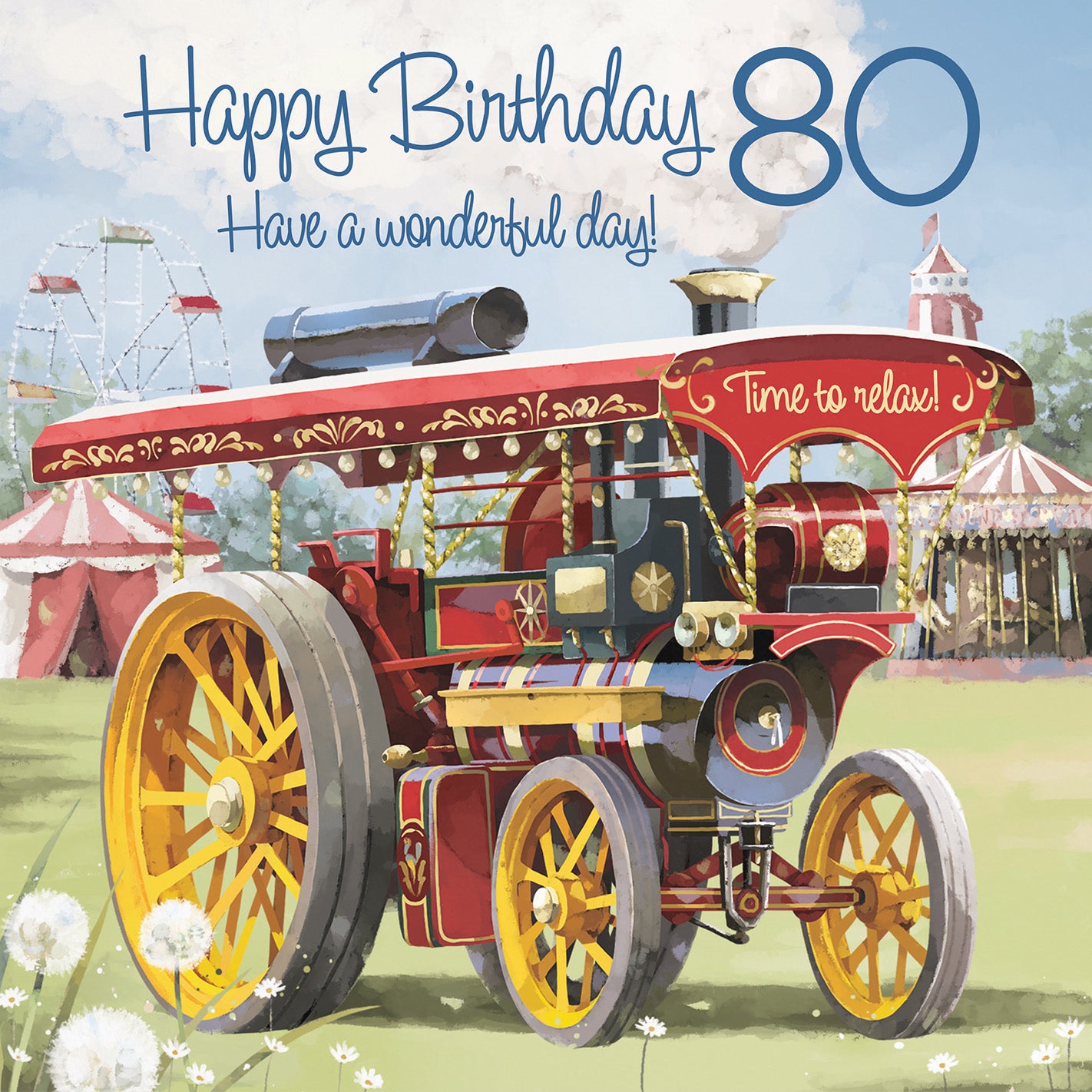 Large Traction Engine 80th Birthday Card Milo's Gallery - Default Title (B0CXY4PR81)