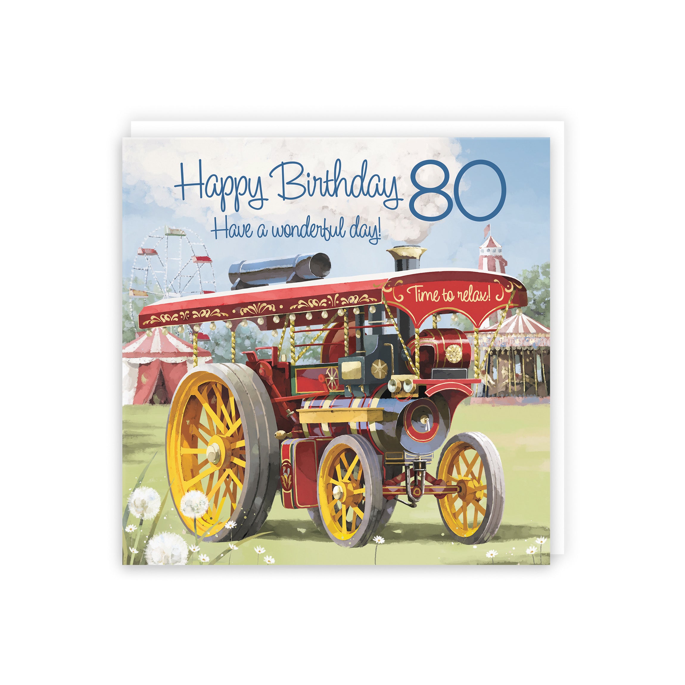 Large Traction Engine 80th Birthday Card Milo's Gallery - Default Title (B0CXY4PR81)