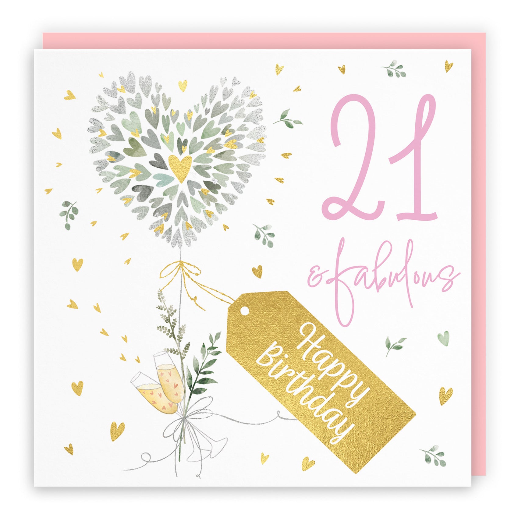 Contemporary Hearts 21st Birthday Card Gold Foil Milo's Gallery - Default Title (B0CY9XR4L8)