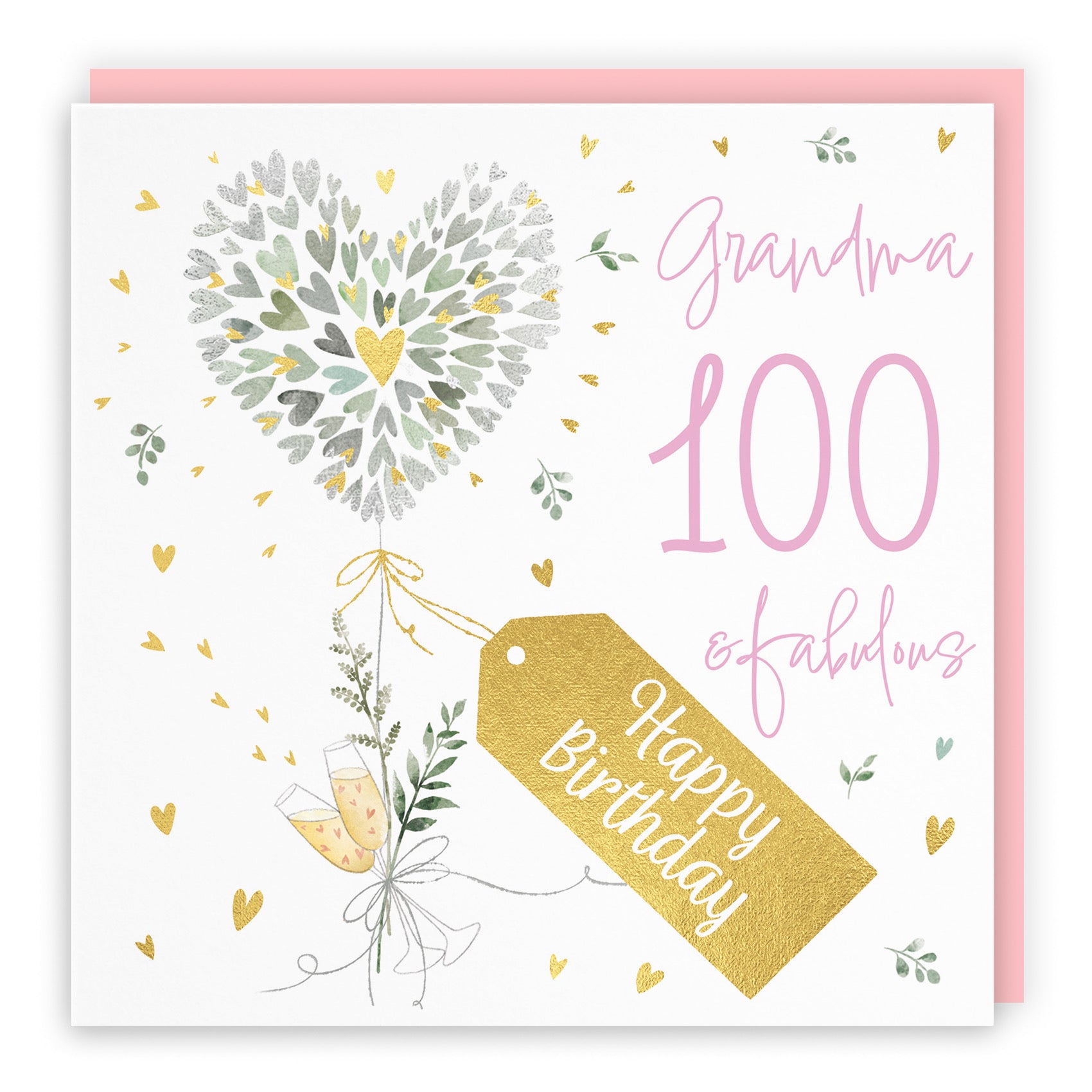 100th Grandma Contemporary Hearts Birthday Card Gold Foil Milo's Gallery - Default Title (B0CY9XRZB3)