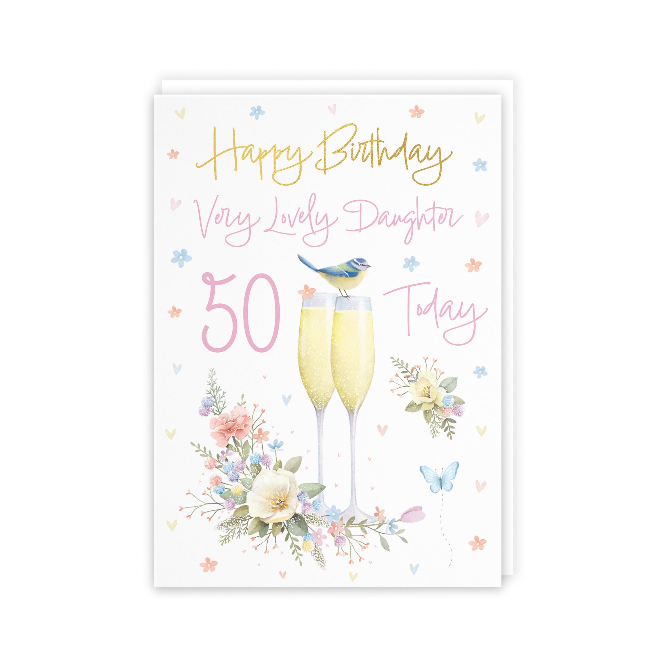 50th Daughter Champagne Flutes Gold Foil Birthday Card Milo's Gallery - Default Title (B0CZ497MY5)