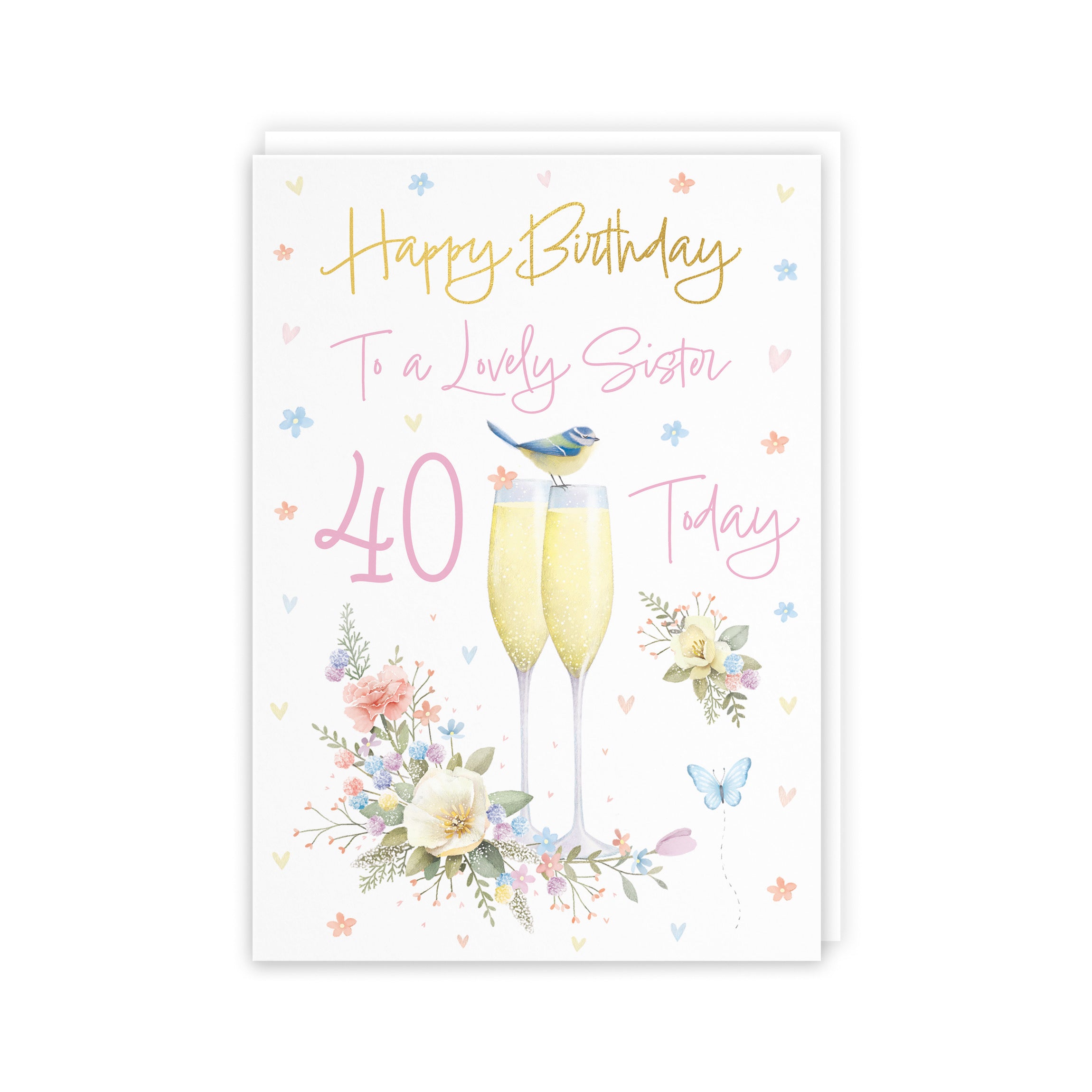 40th Sister Champagne Flutes Gold Foil Birthday Card Milo's Gallery - Default Title (B0CZ4B7SYW)