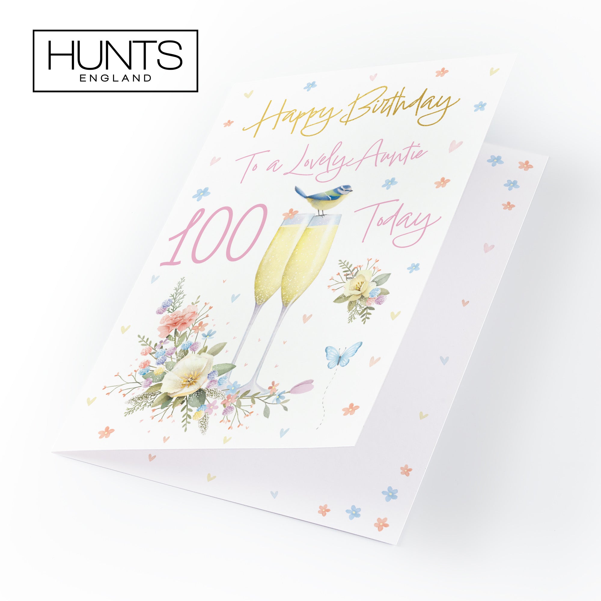100th Auntie Champagne Flutes Gold Foil Birthday Card Milo's Gallery - Default Title (B0CZ4BLGFC)