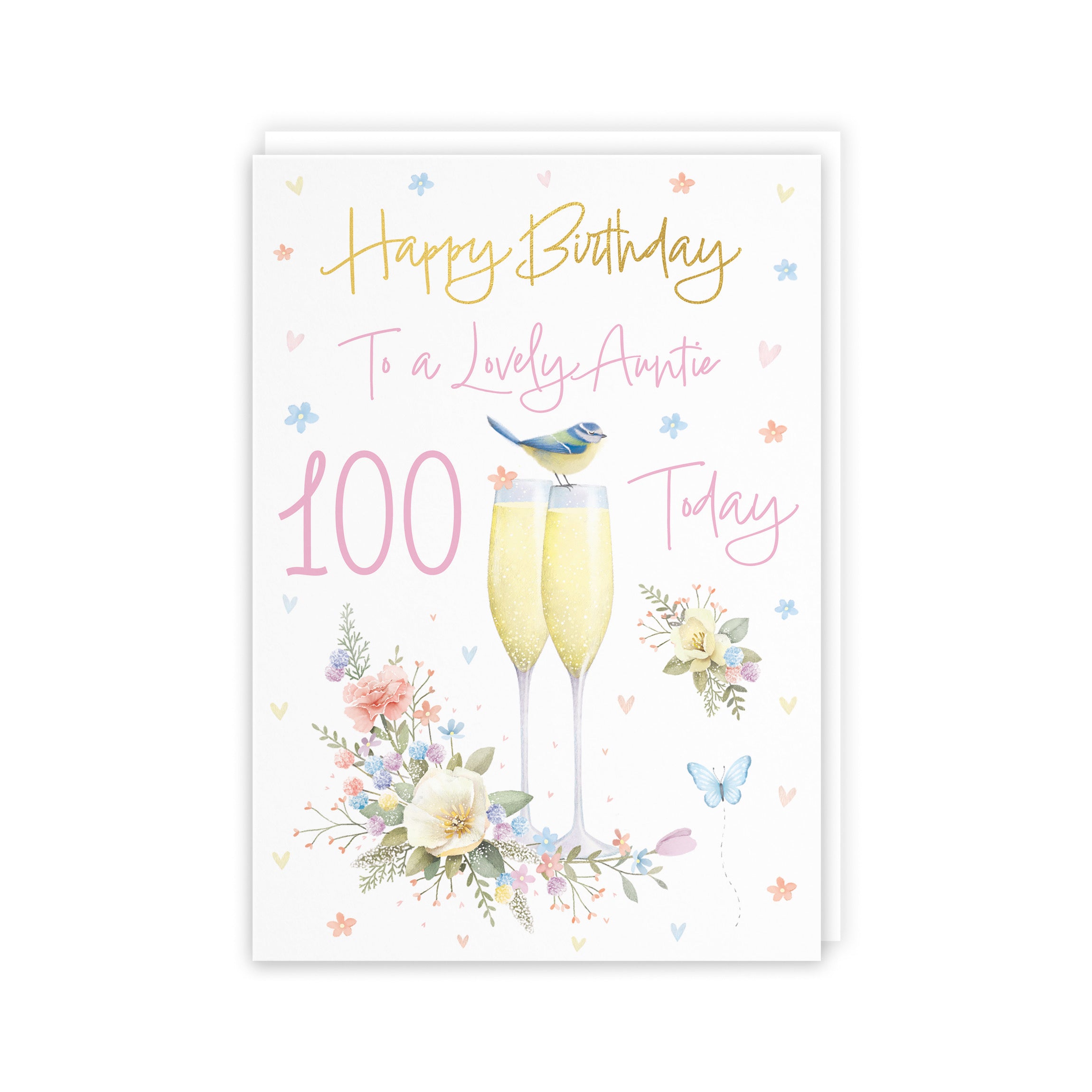 100th Auntie Champagne Flutes Gold Foil Birthday Card Milo's Gallery - Default Title (B0CZ4BLGFC)