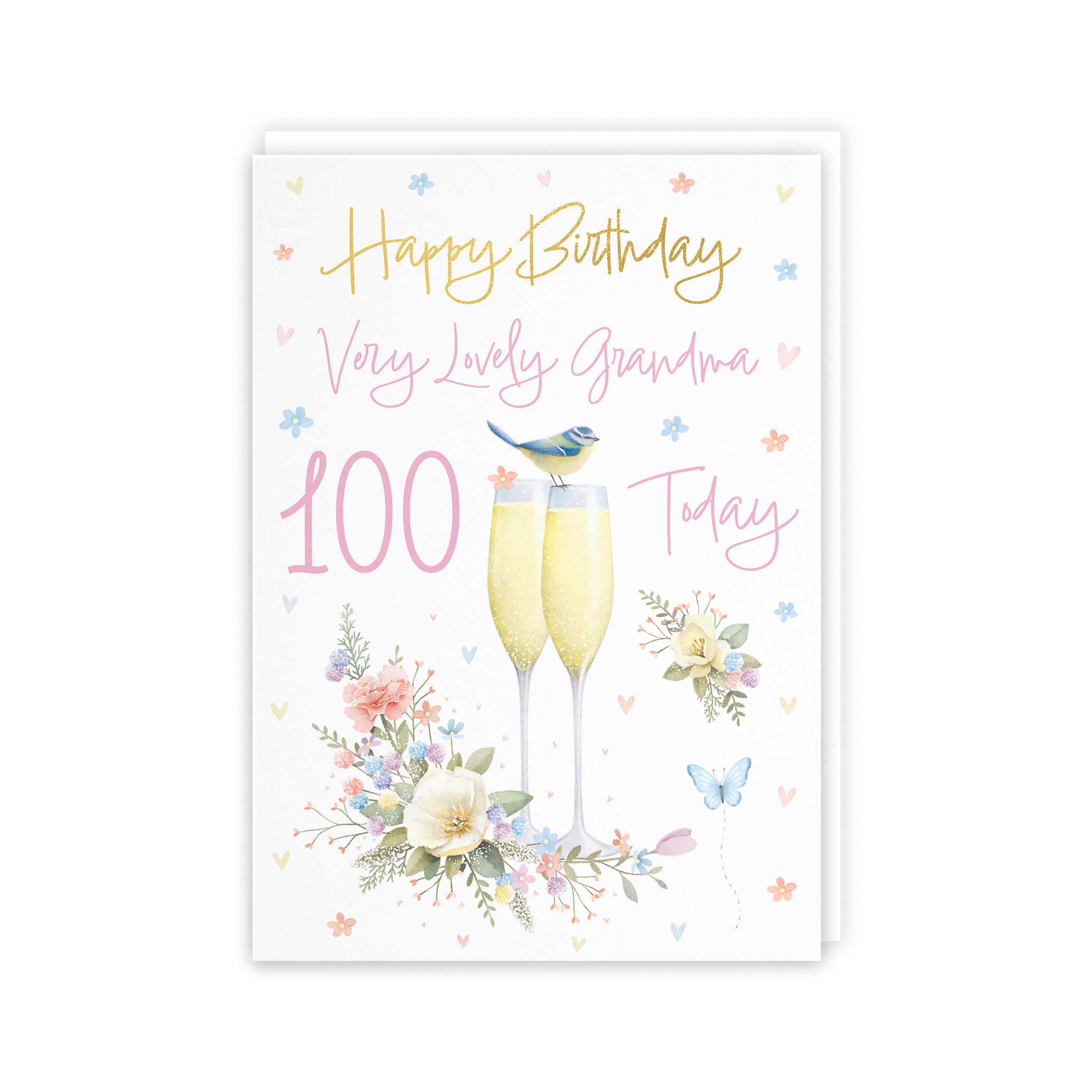 100th Grandma Champagne Flutes Gold Foil Birthday Card Milo's Gallery - Default Title (B0CZ4DH6LK)