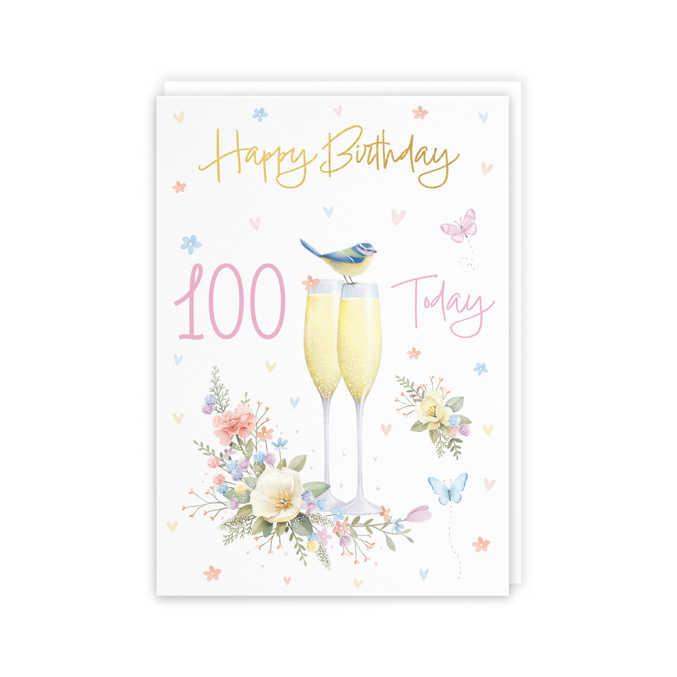100th Champagne Flutes Gold Foil Birthday Card Milo's Gallery - Default Title (B0CZ4DTNQG)