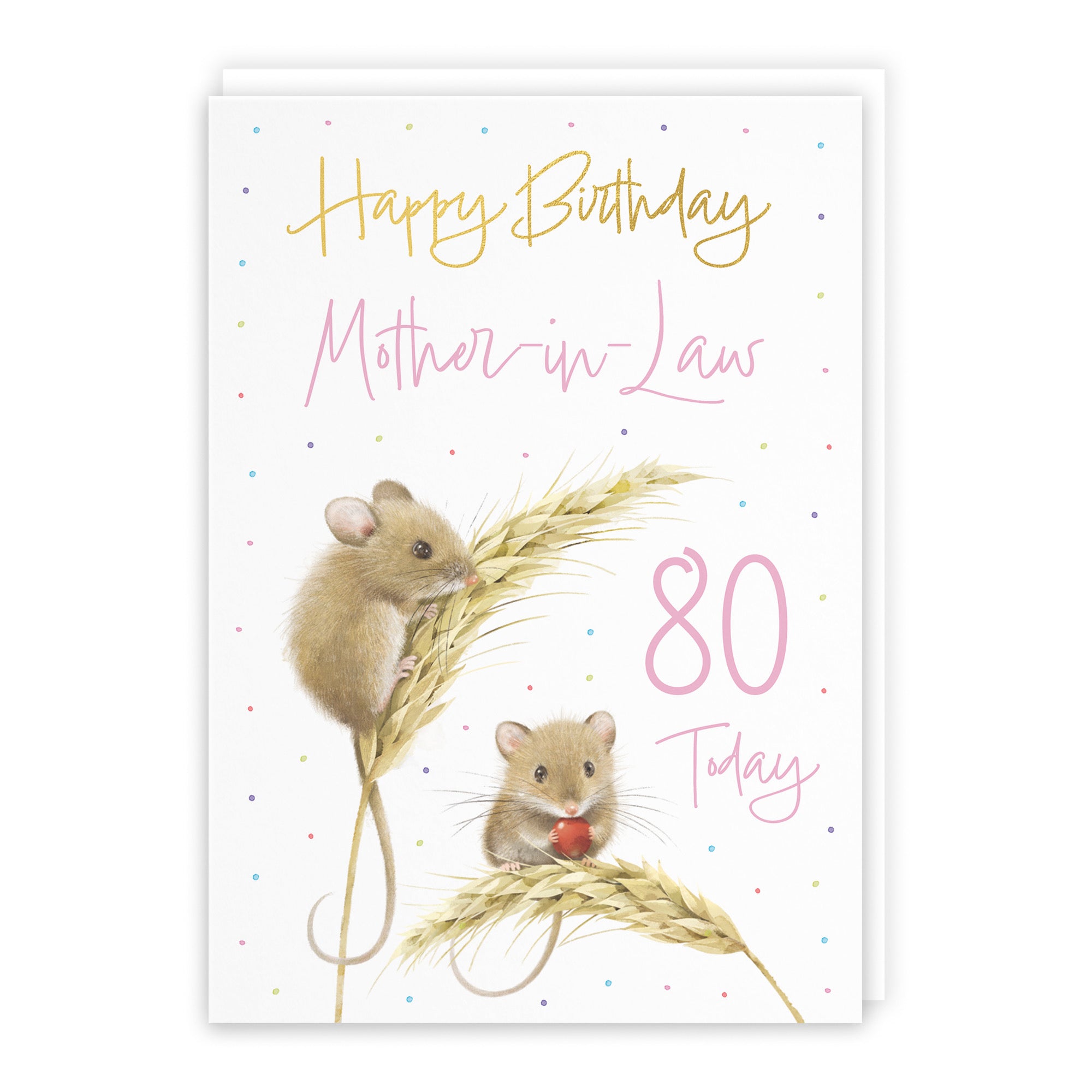 80th Mother In Law Gold Foil Birthday Card Harvest Mice Milo's Gallery - Default Title (B0DG35JMTY)
