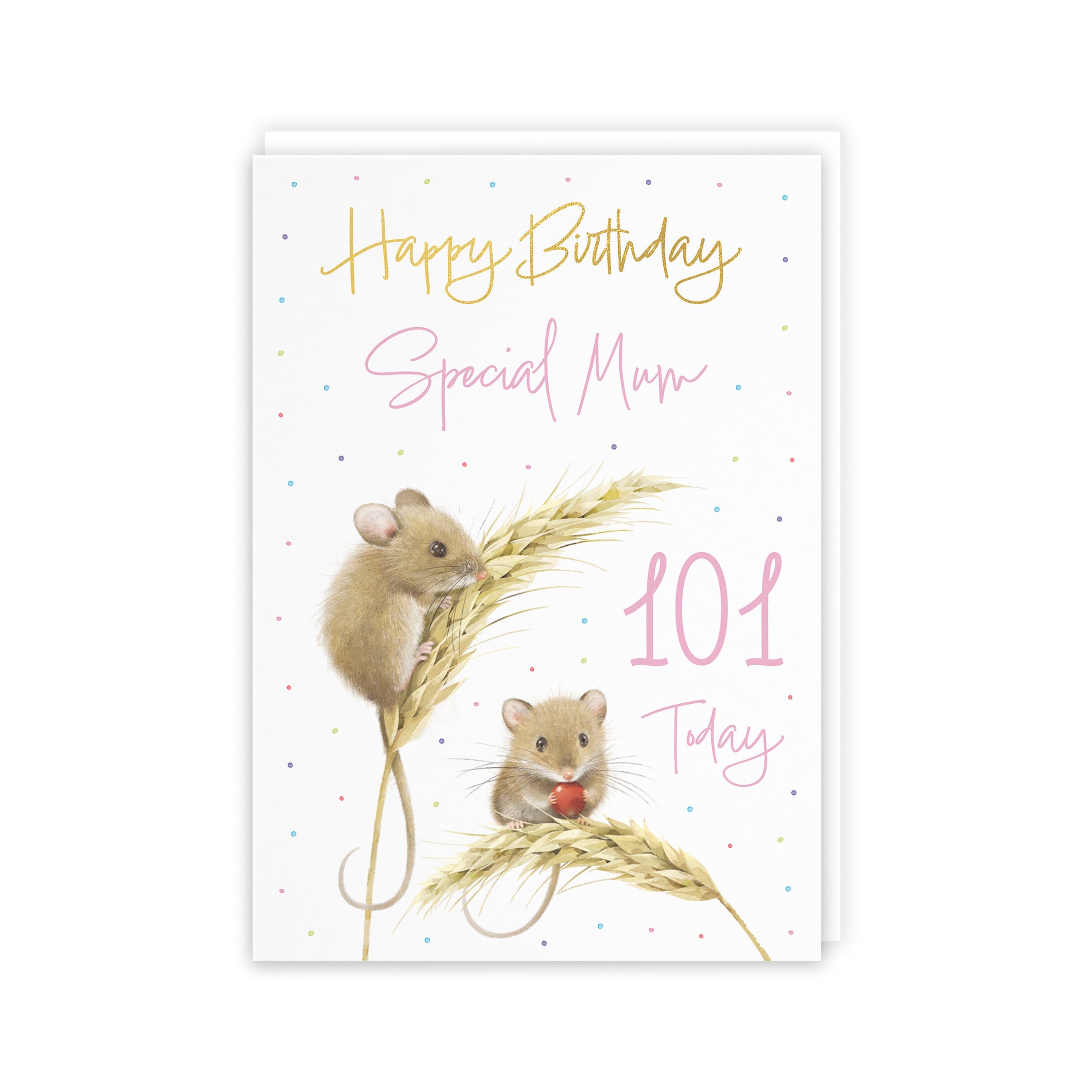 101st Mum Gold Foil Birthday Card Harvest Mice Milo's Gallery - Default Title (B0DG37FPK8)