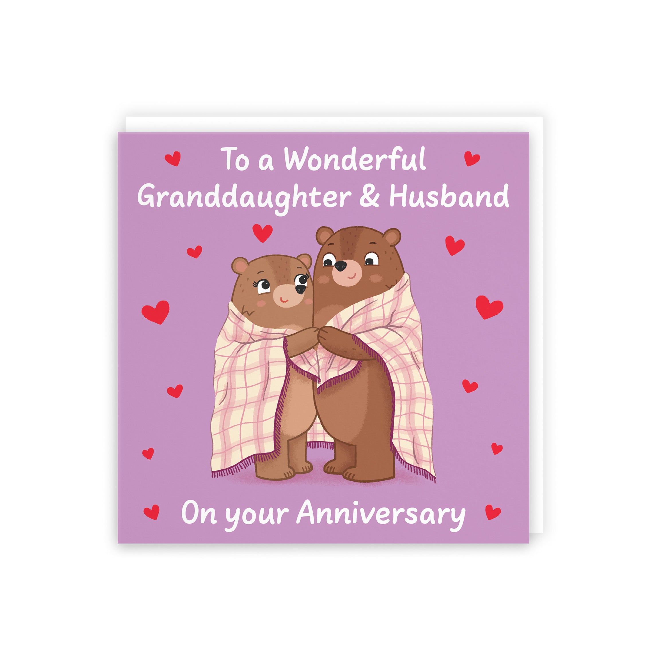 Granddaughter And Husband Anniversary Card Snuggly Bears Love Story - Default Title (B0DHW93Z3K)