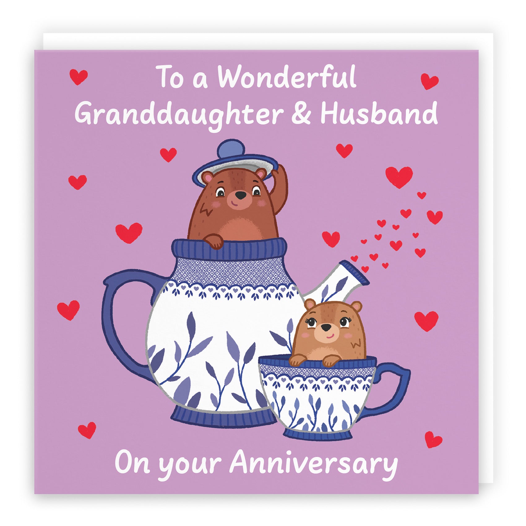 Granddaughter And Husband Anniversary Card Teapot Love Story - Default Title (B0DHW9M6HW)