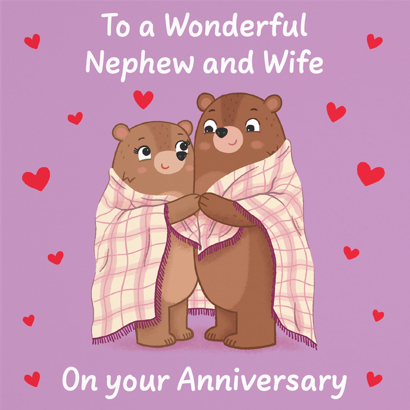 Nephew And Wife Anniversary Card Snuggly Bears Love Story - Default Title (B0DHW9Q6DQ)