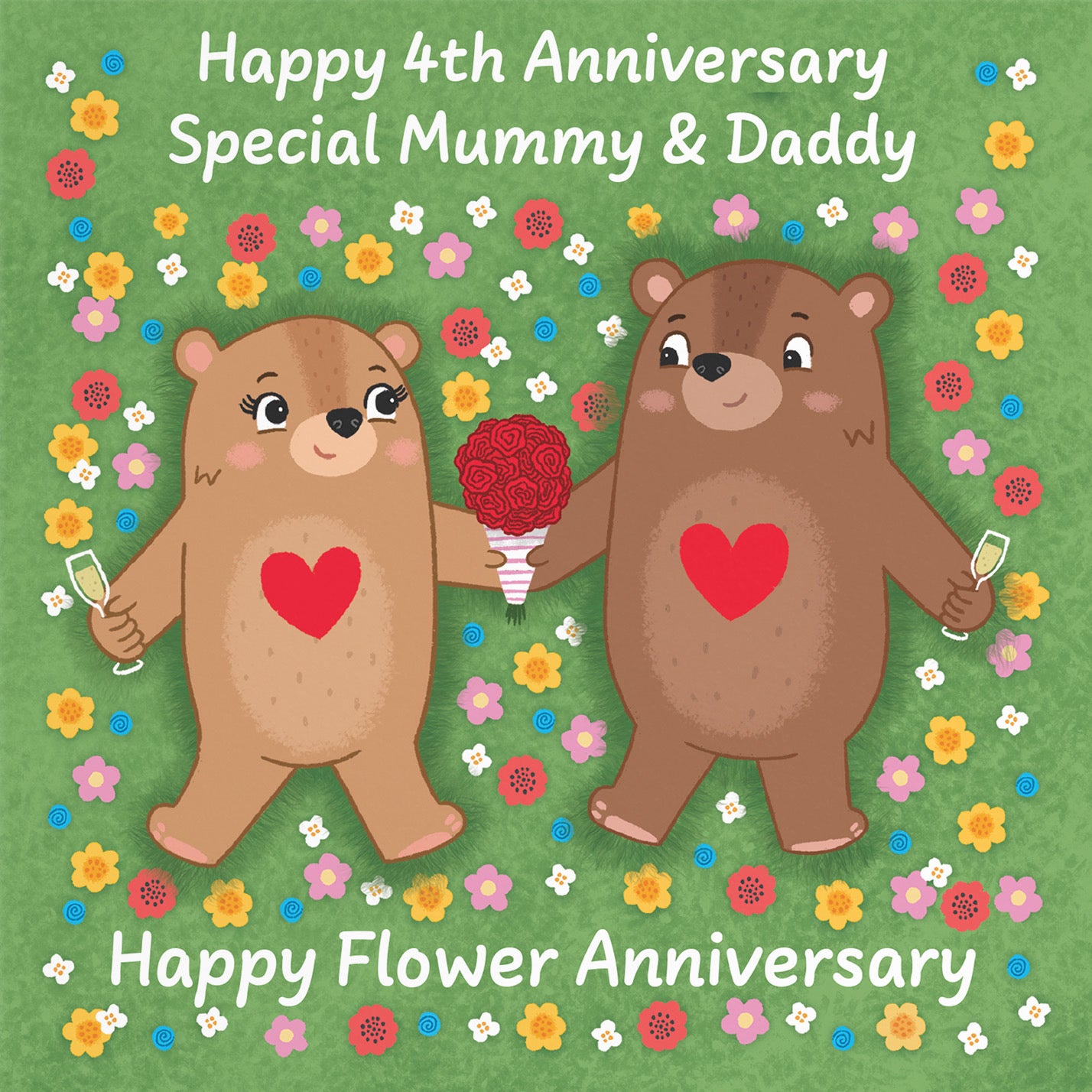4th Mummy And Daddy Anniversary Card Love Story - Default Title (B0DHW9ZBBT)