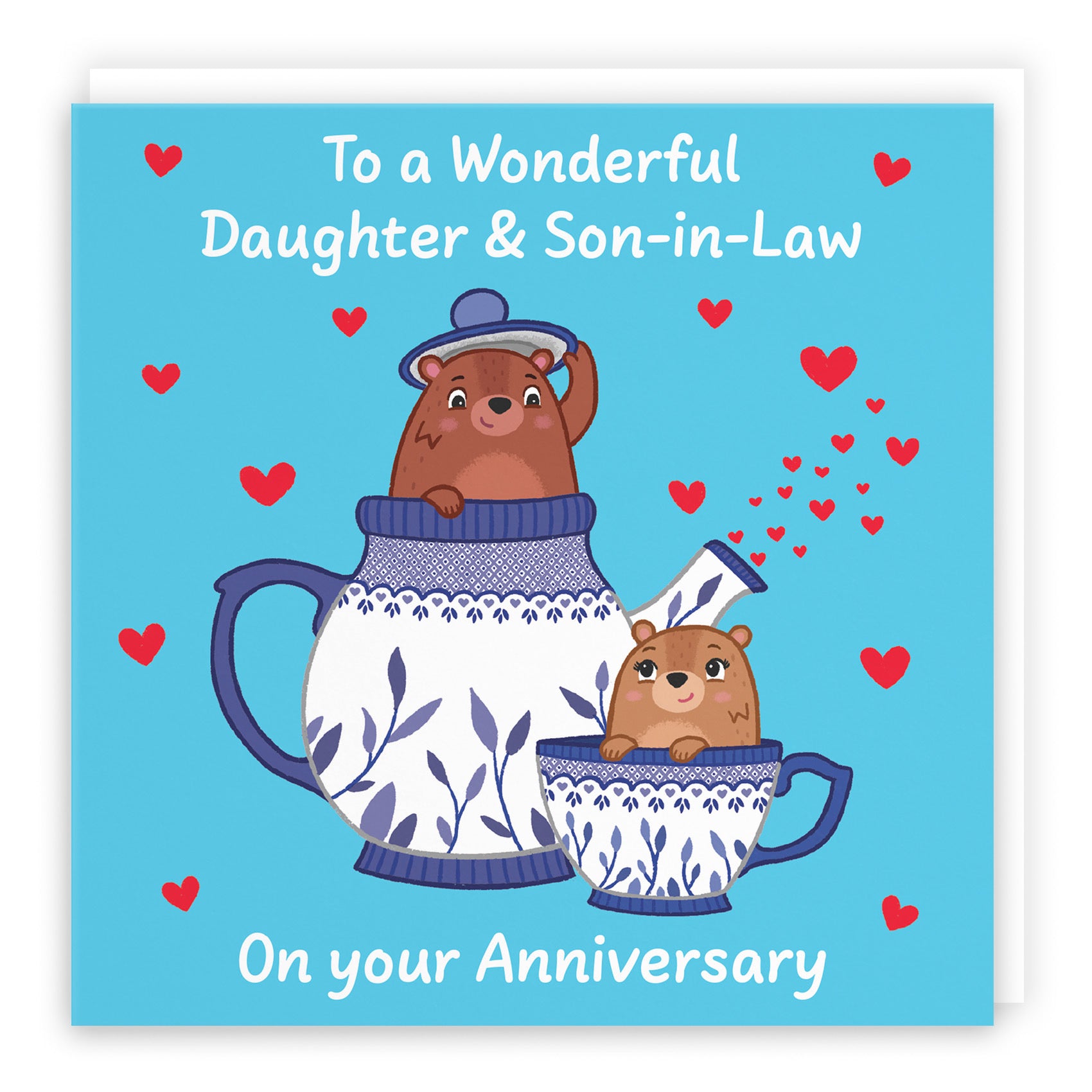 Daughter And Son In Law Anniversary Card Teapot Love Story - Default Title (B0DHWC6F8X)