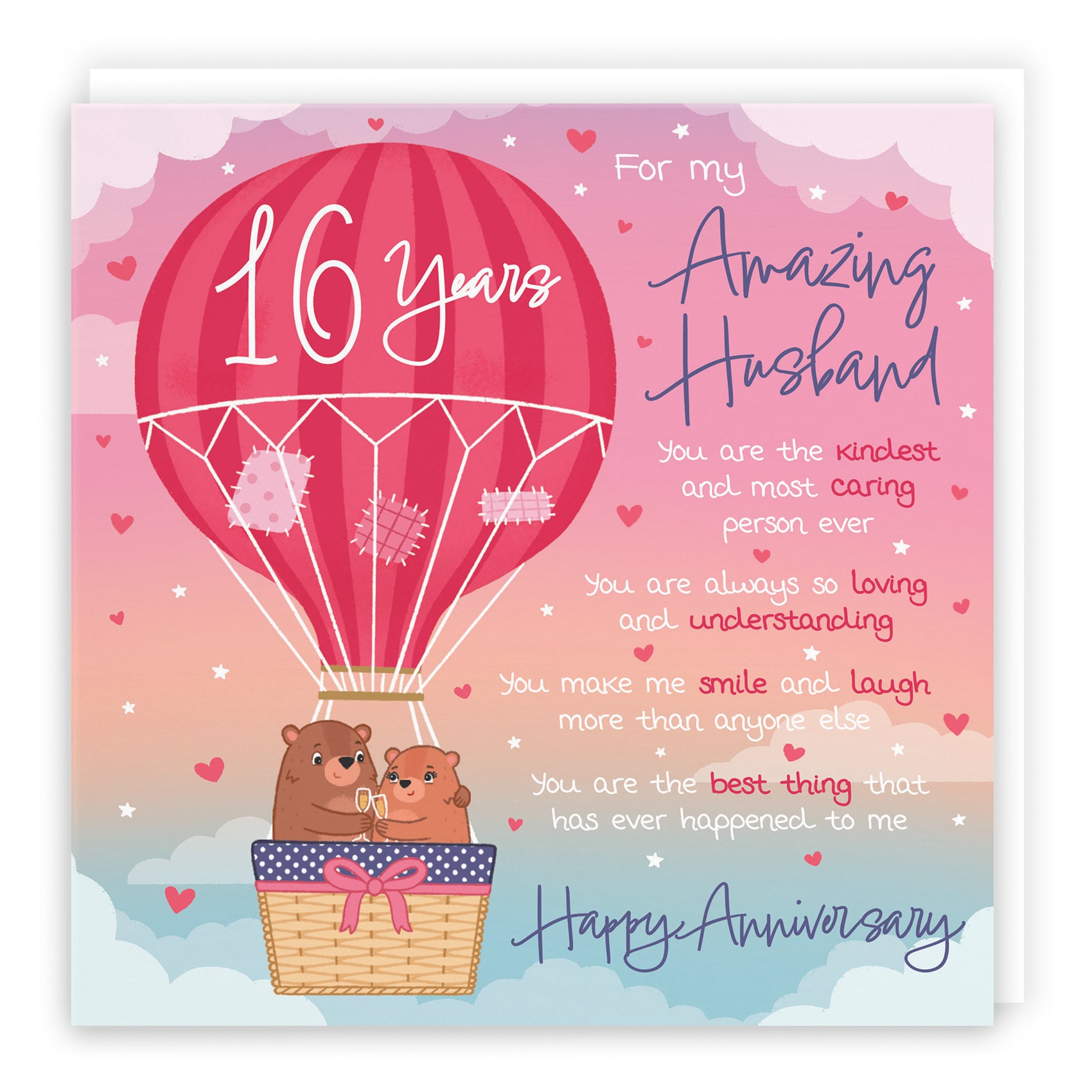 16th Husband Anniversary Poem Card Love Is In The Air Cute Bears