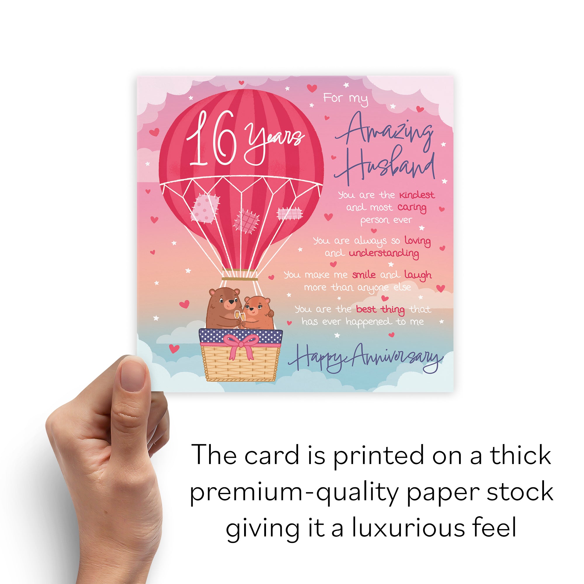 16th Husband Anniversary Poem Card Love Is In The Air Cute Bears
