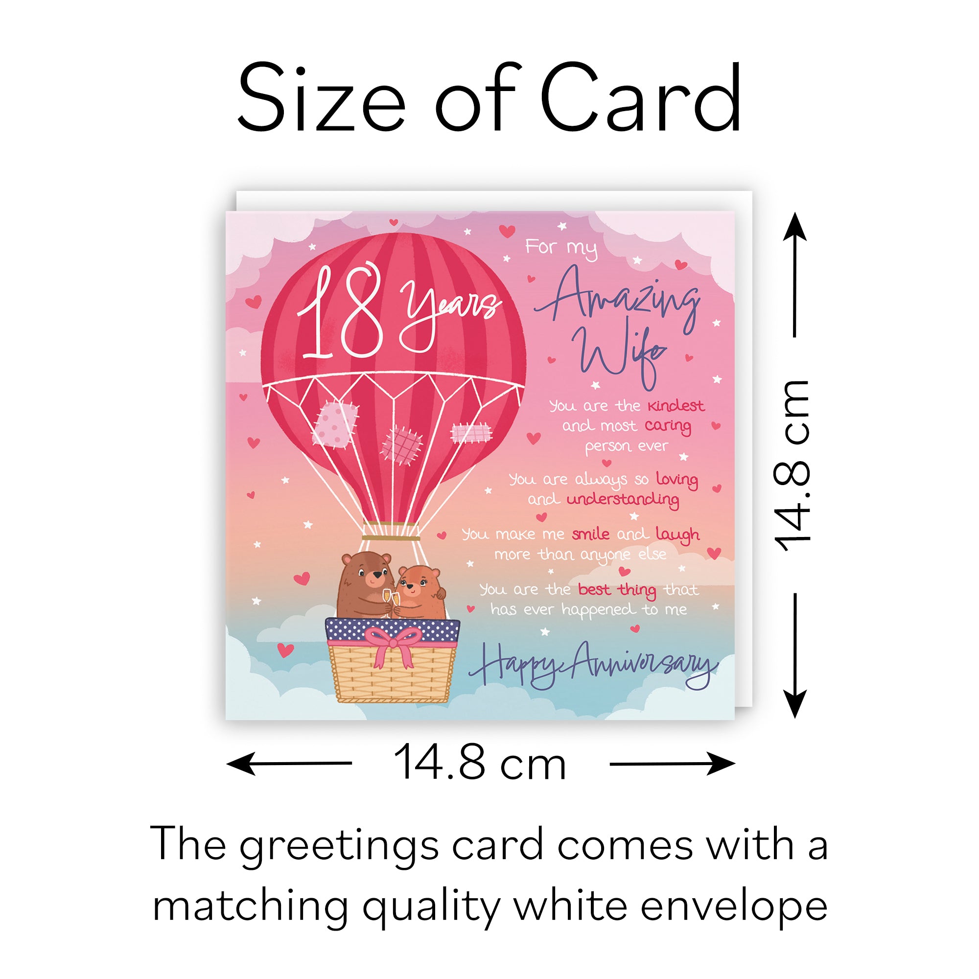 18th Wife Anniversary Poem Card Love Is In The Air Cute Bears