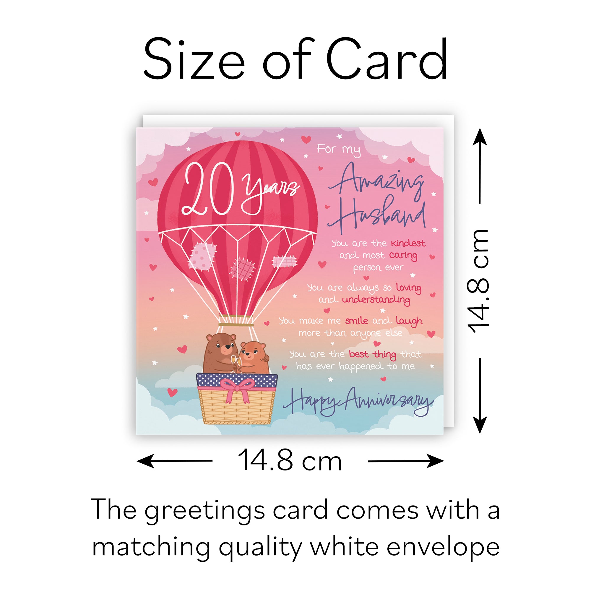20th Husband Anniversary Poem Card Love Is In The Air Cute Bears
